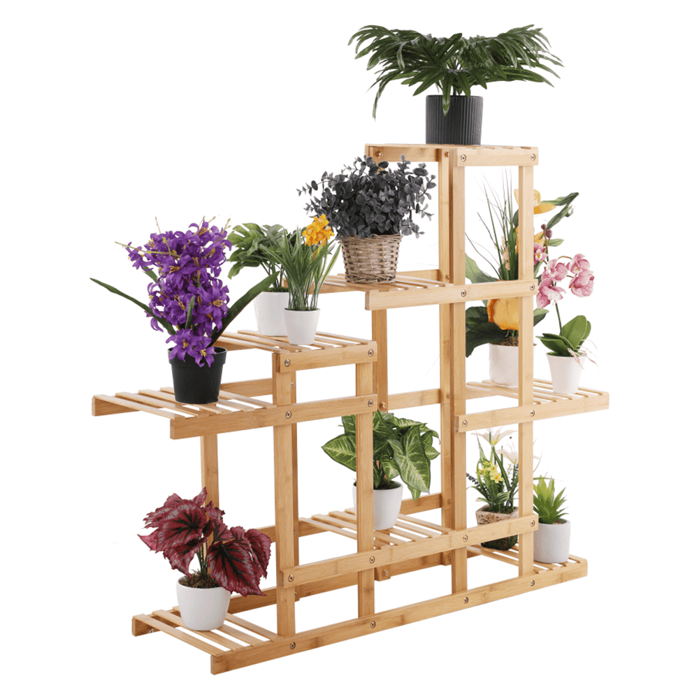 Etajera TABIA, stejar natural, bambus lacuit, 104x25x85 cm