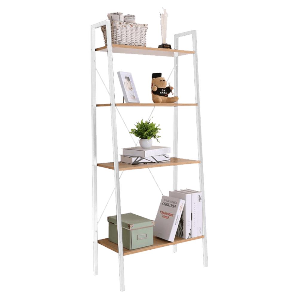 Etajera THEA, stejar/alb, DTD laminat/metal, 60x35x149 cm