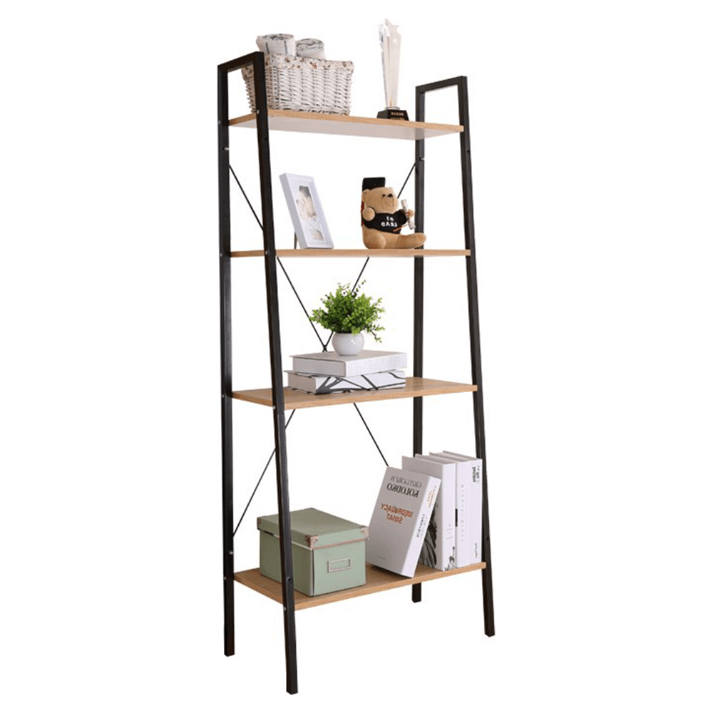 Etajera THEA, stejar/negru, DTD laminat/metal, 60x35x149 cm