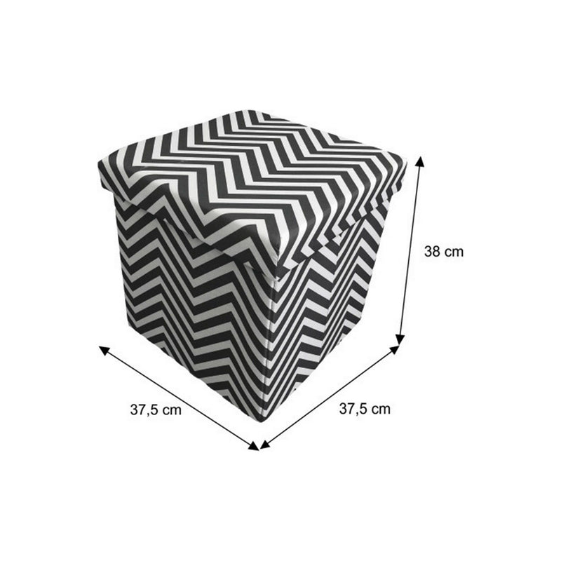 Taburet GAZMEND, material textil/carton dur, gri/alb, 37,5x38x37,5 cm