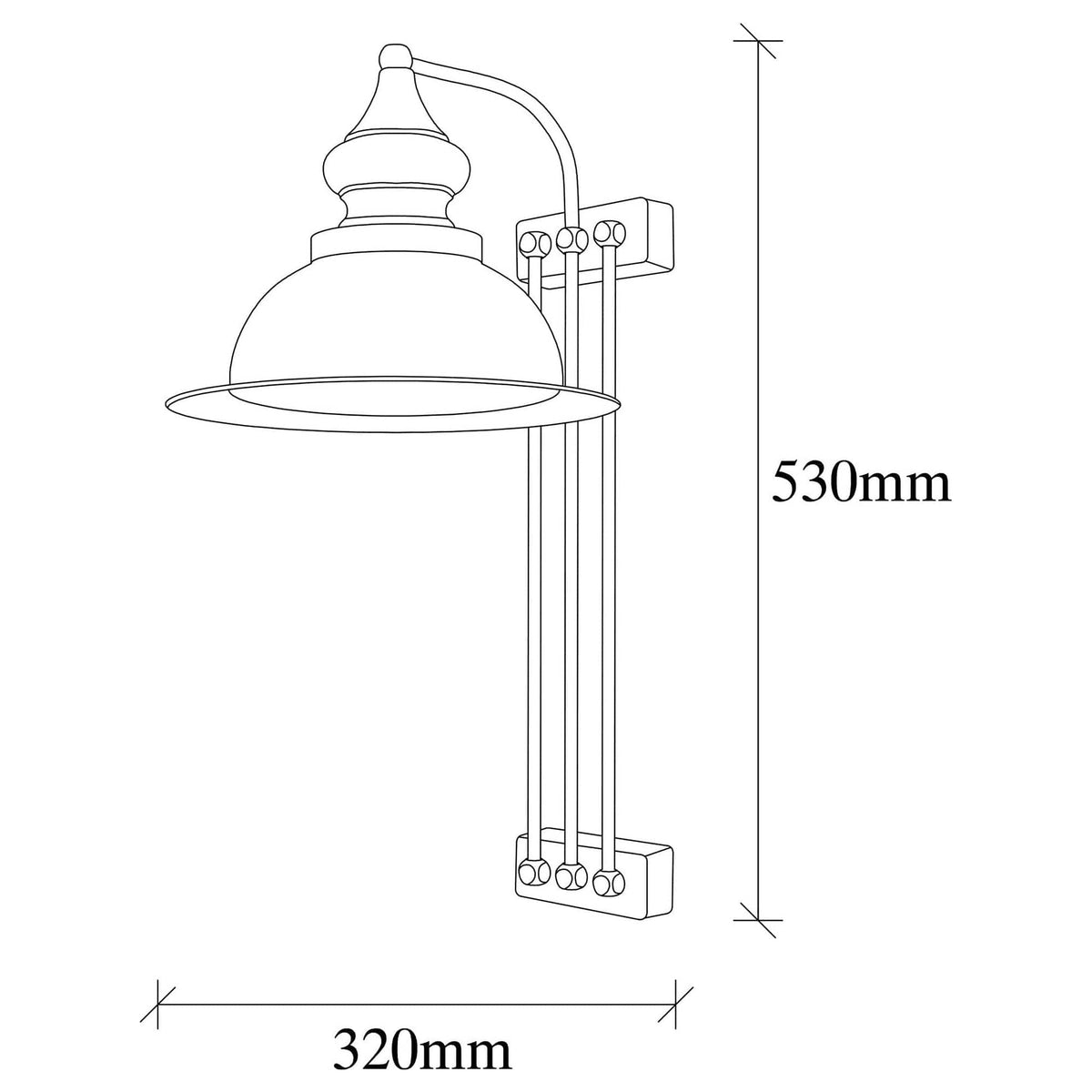 Lampa perete 3743, bronz, metal, 32x28x53 cm