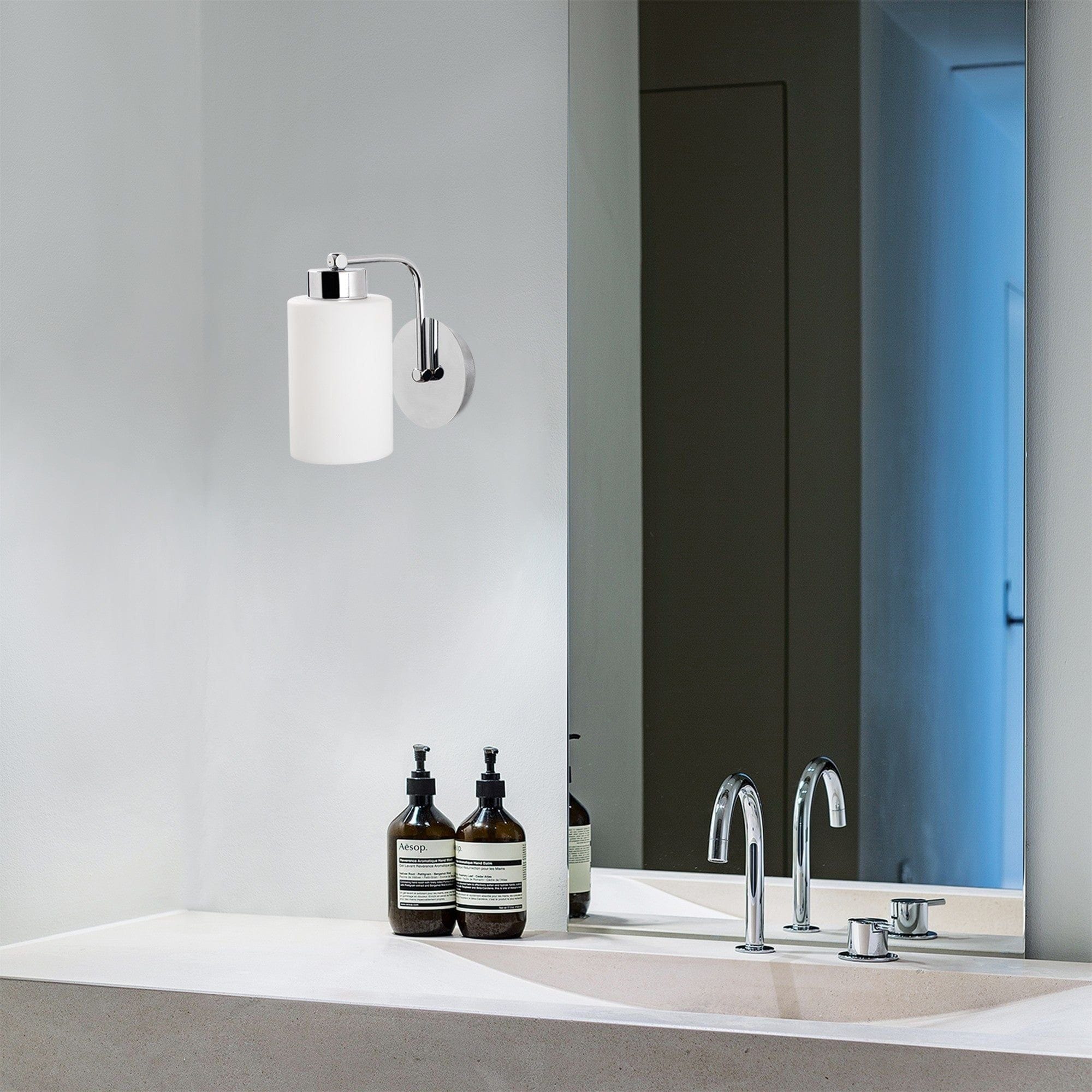 Lampa perete BALCOVA N-340, crom/alb, metal/sticla, 10x19x19 cm