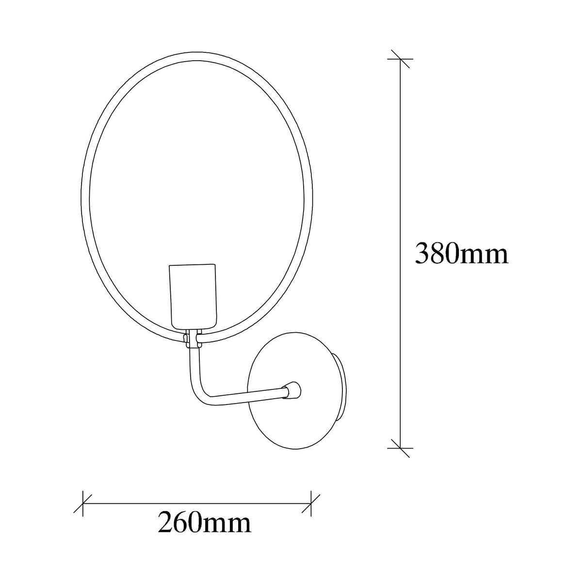 Lampa perete CIRCLE 3260, negru/auriu, metal, 26x19x38 cm