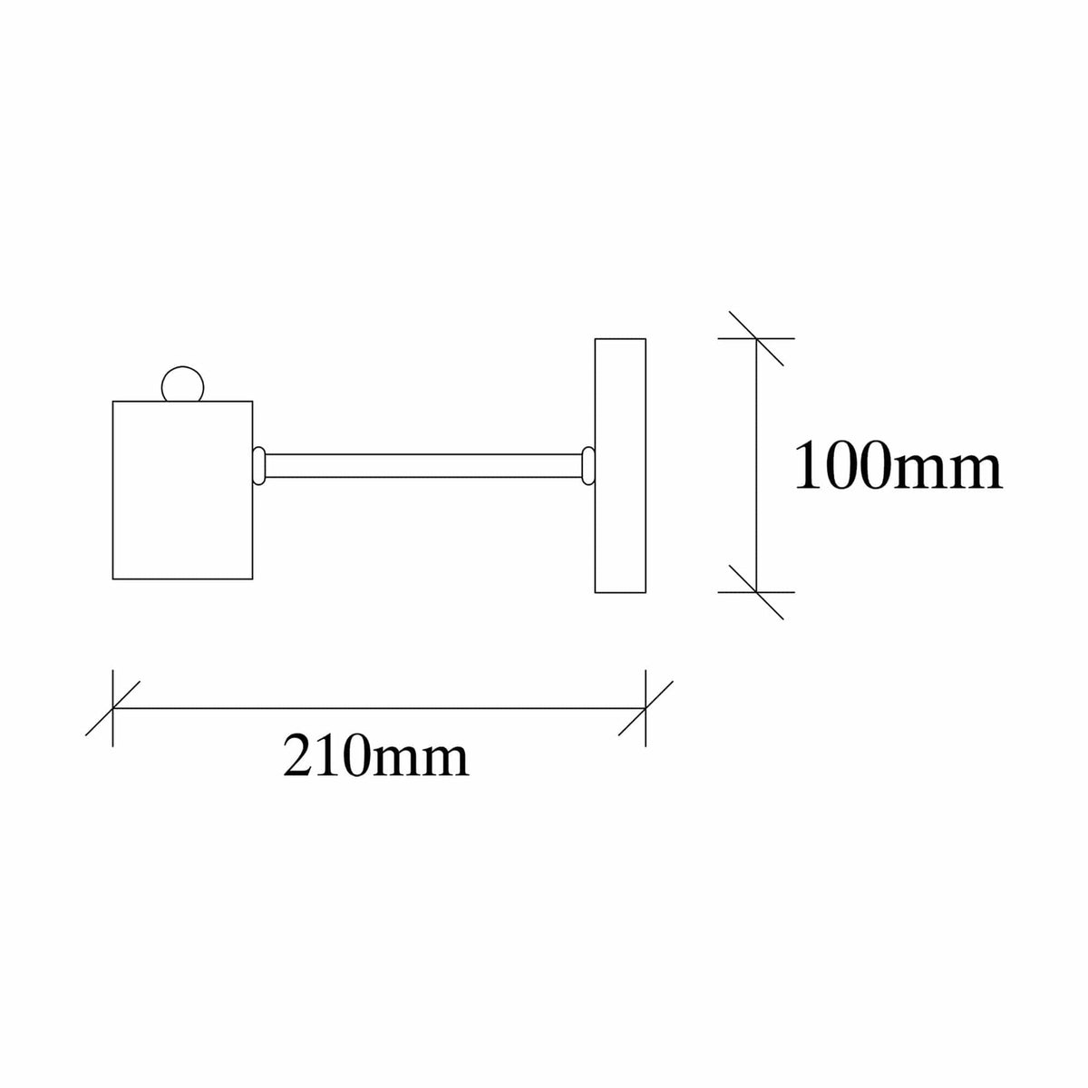 Lampa perete HEXA-6951, negru, metal, 6x21x10 cm