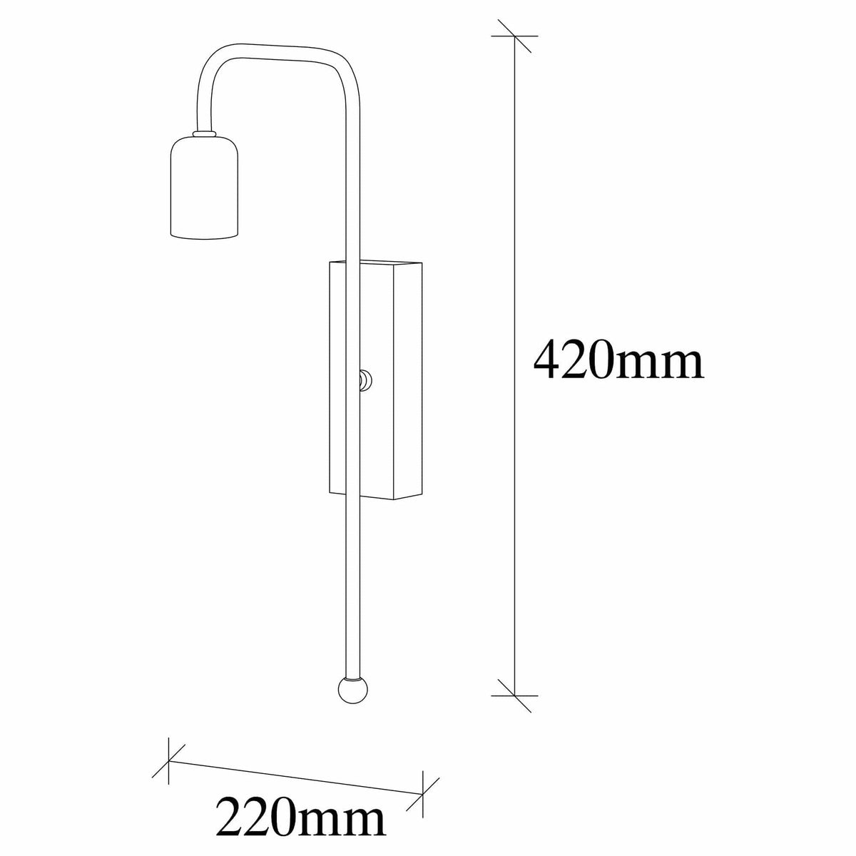 Lampa perete MUM-3502, negru, metal, 6x22x42 cm