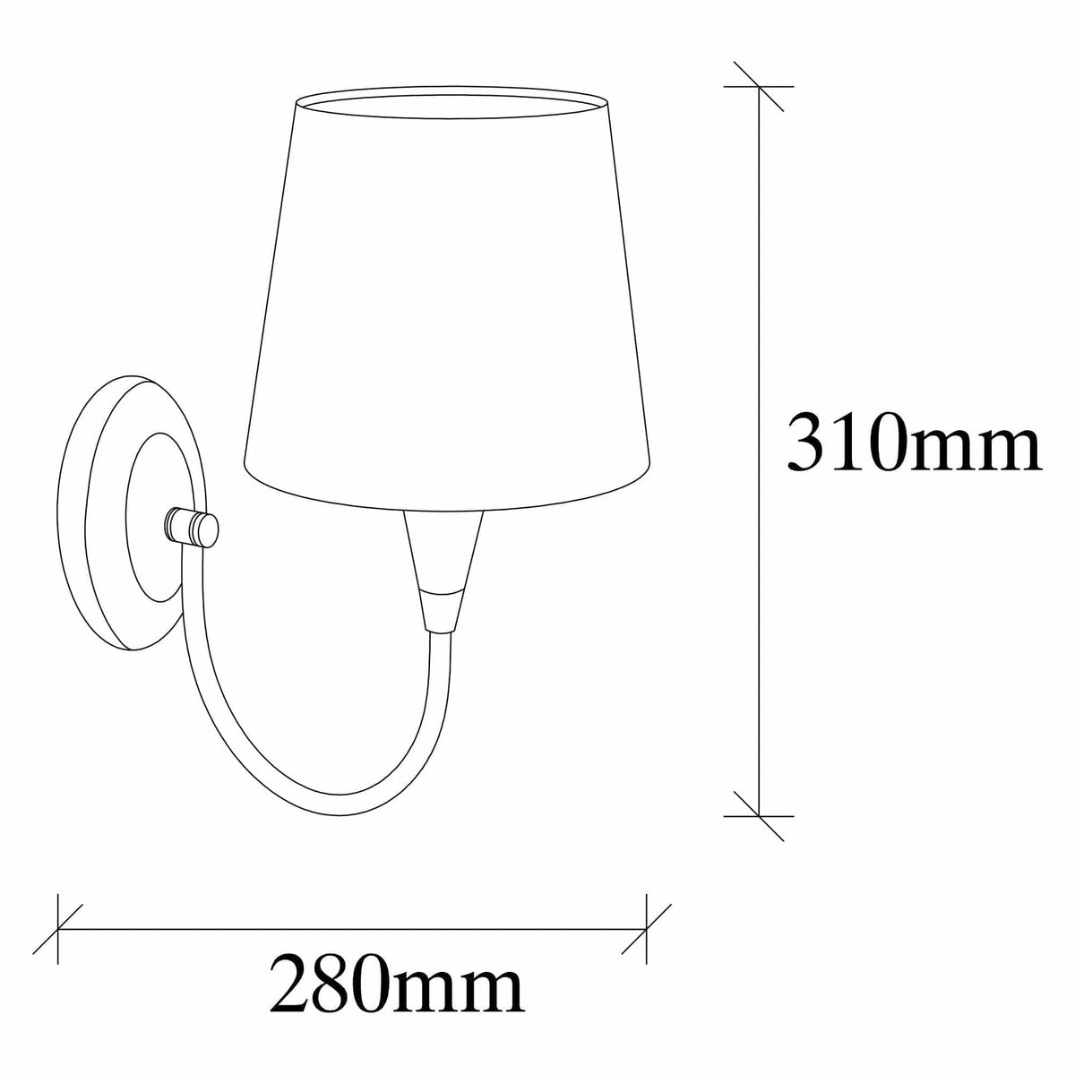 Lampa perete PARDO 3031, auriu/alb, metal/material textil, 16x28x31 cm