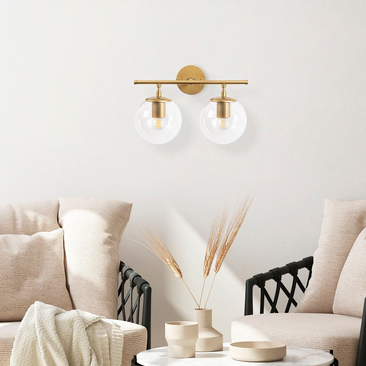 Lampa perete ROE 10730, auriu, metal/sticla, 36x24x16 cm