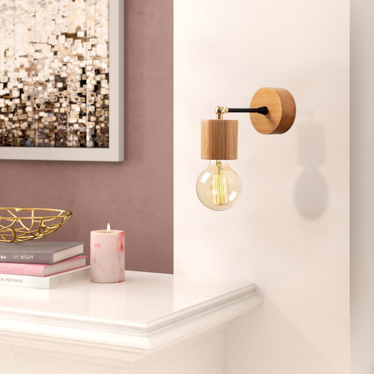 Lampa perete XANTHOS N-865, stejar, lemn, 10x16 cm