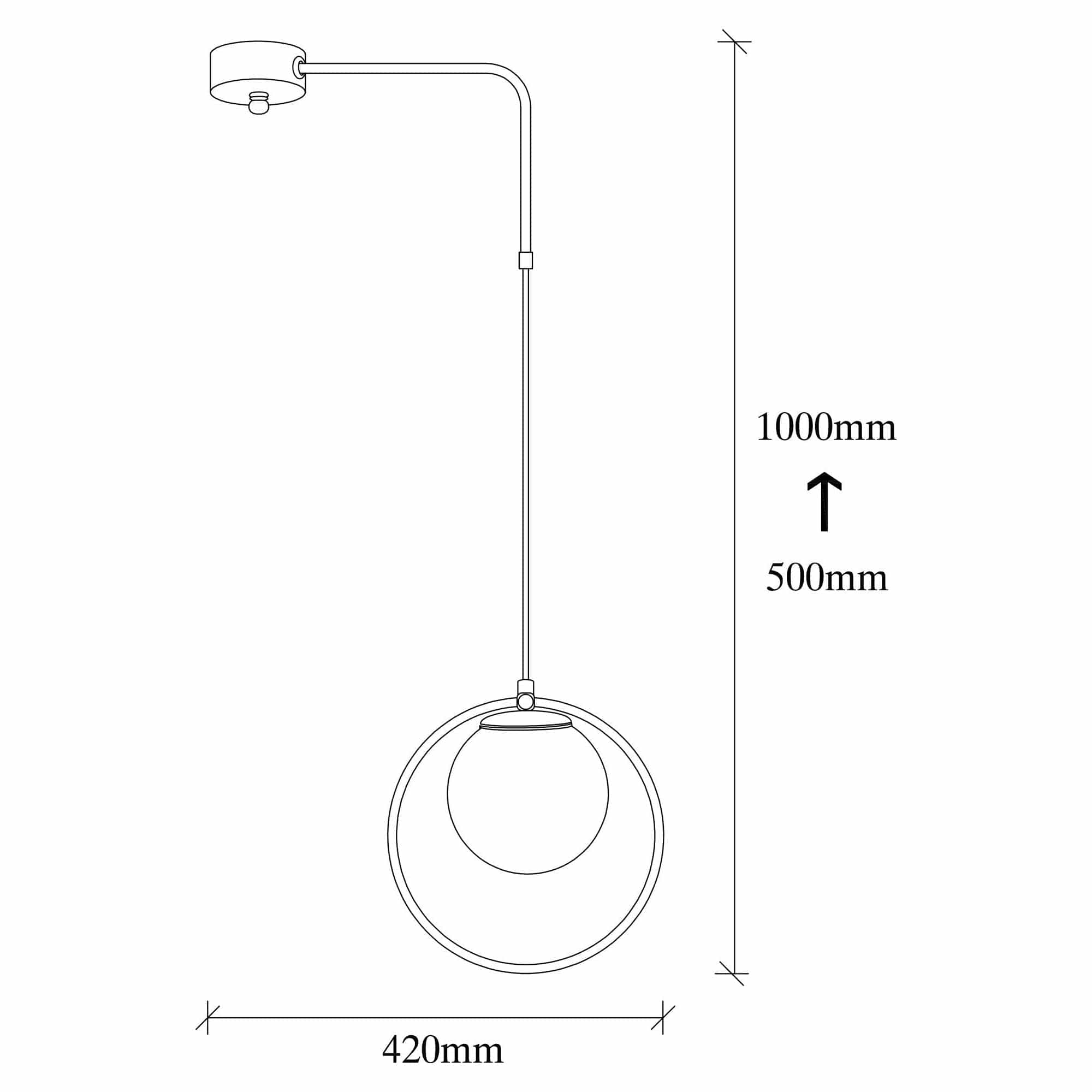 Lustra 892OPV1483, negru/alb, metal/sticla, 42x15x50-100 cm