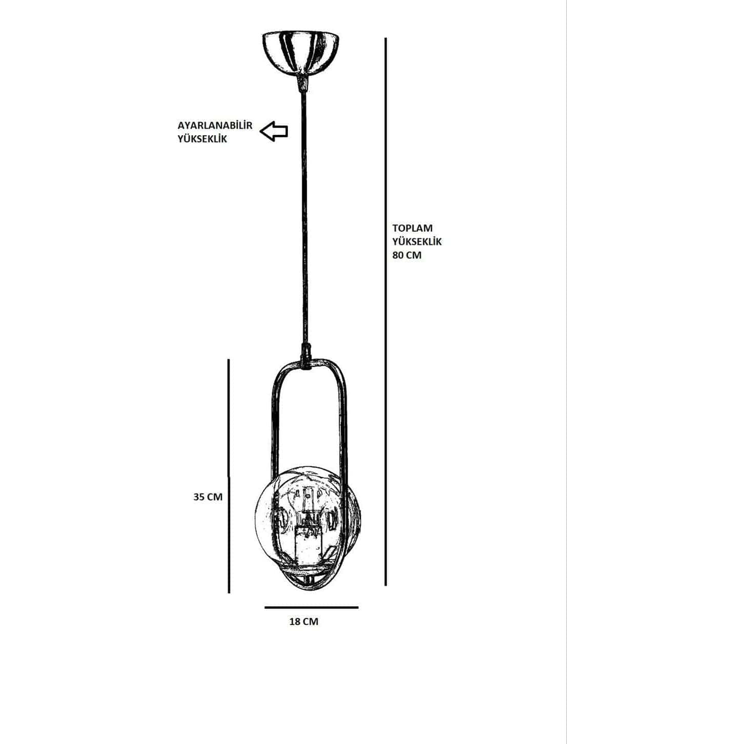 Lustra AHU, auriu/alb, metal/sticla, 18x35x80 cm