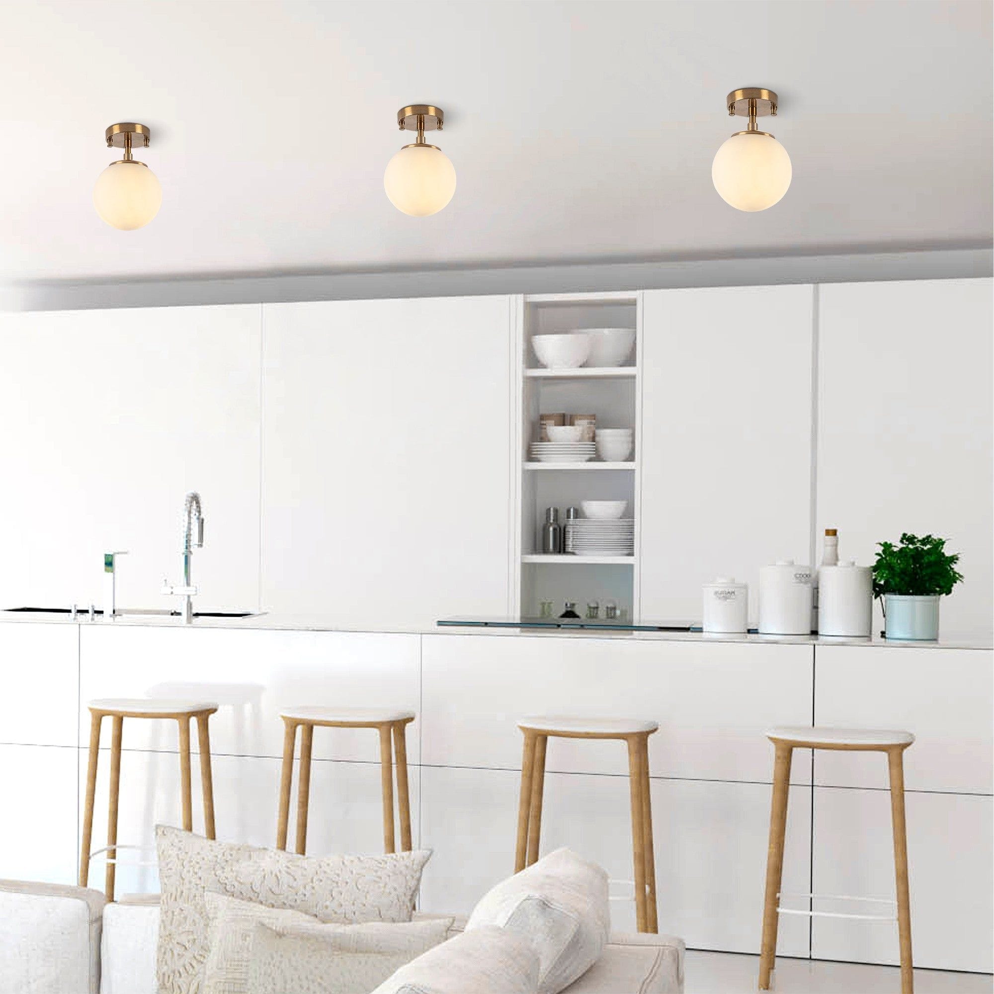 Lustra ATMACA 10220, auriu/alb, metal/sticla, 15x23 cm