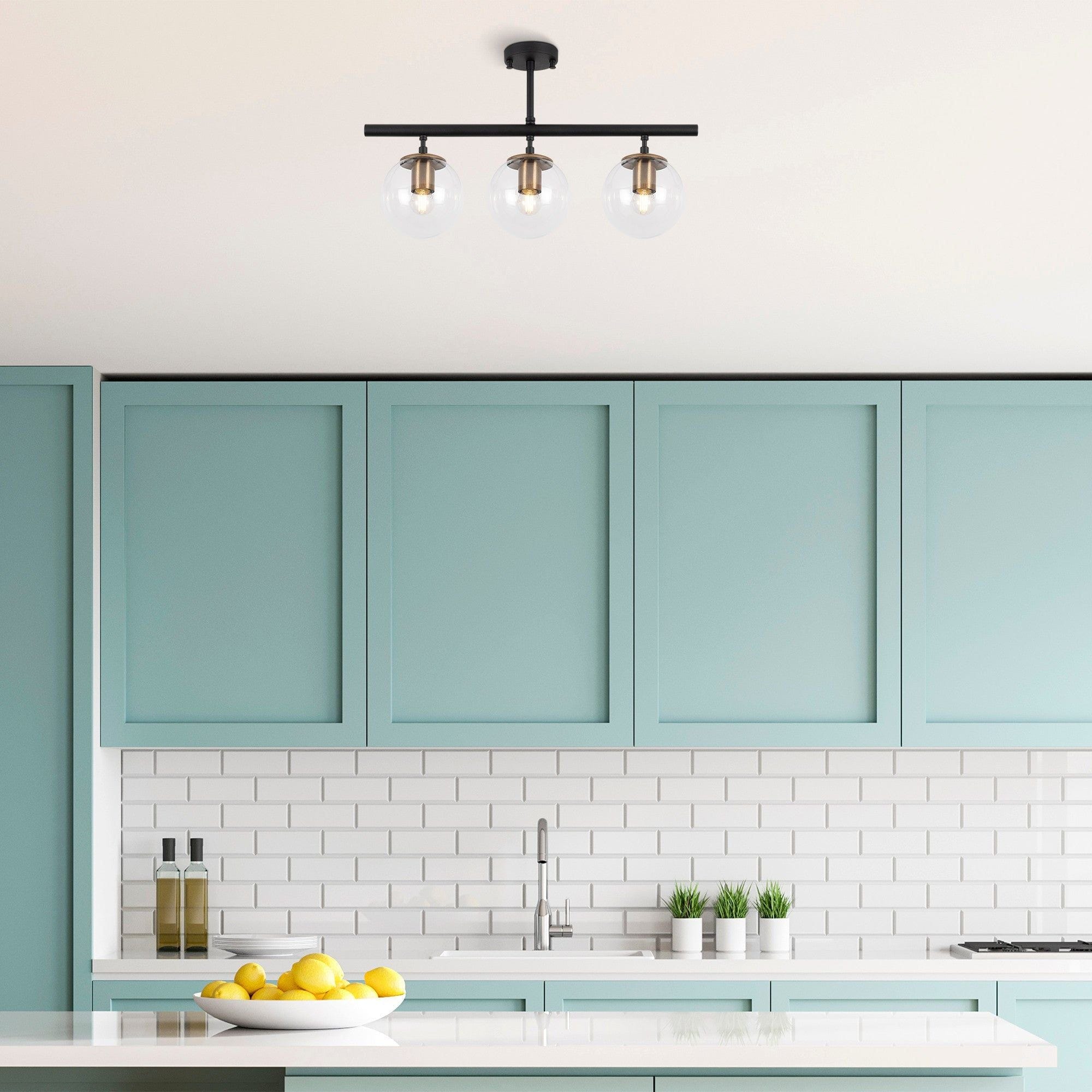 Lustra ATMACA 10275, negru/transparent, metal/sticla, 60x15x40 cm