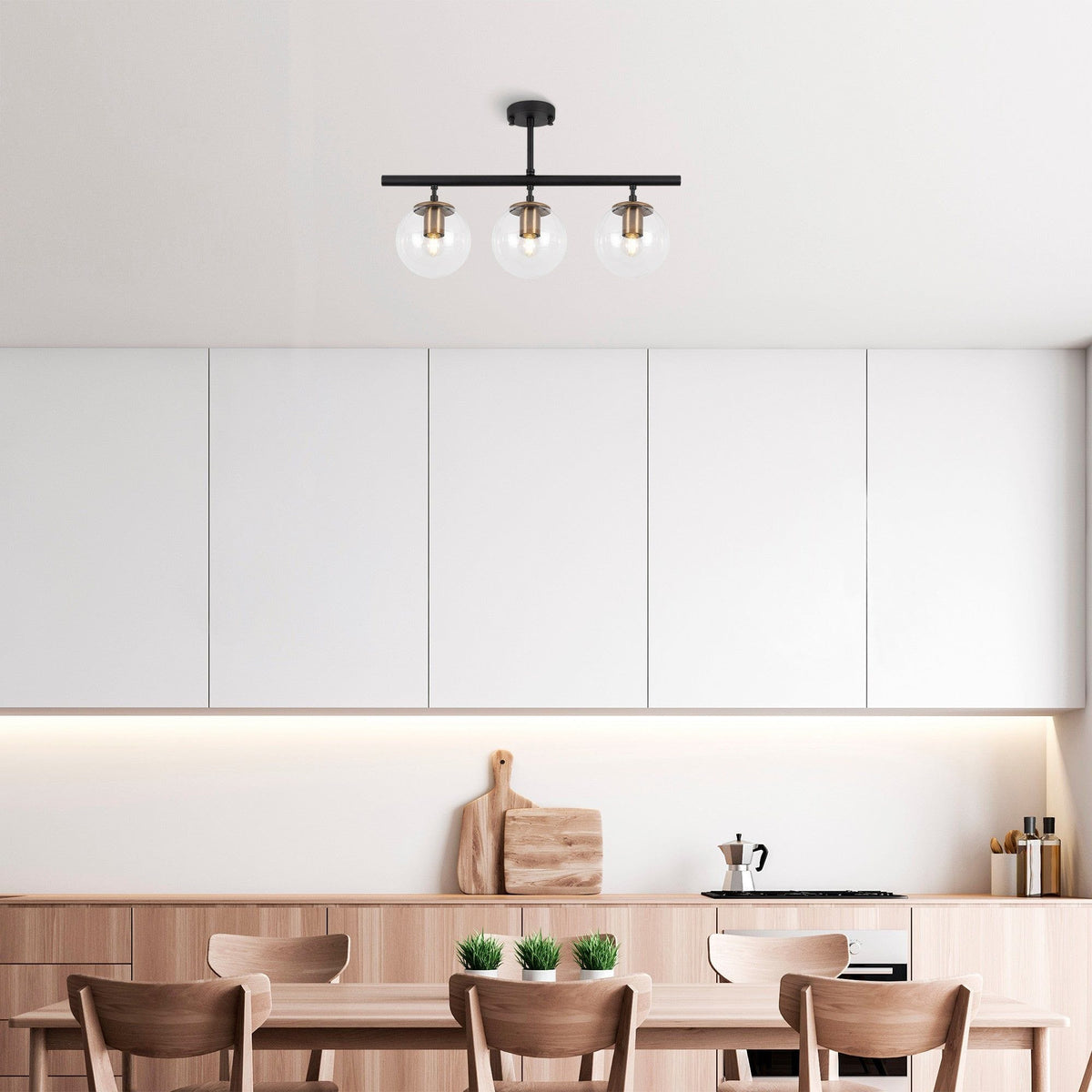 Lustra ATMACA 10275, negru/transparent, metal/sticla, 60x15x40 cm