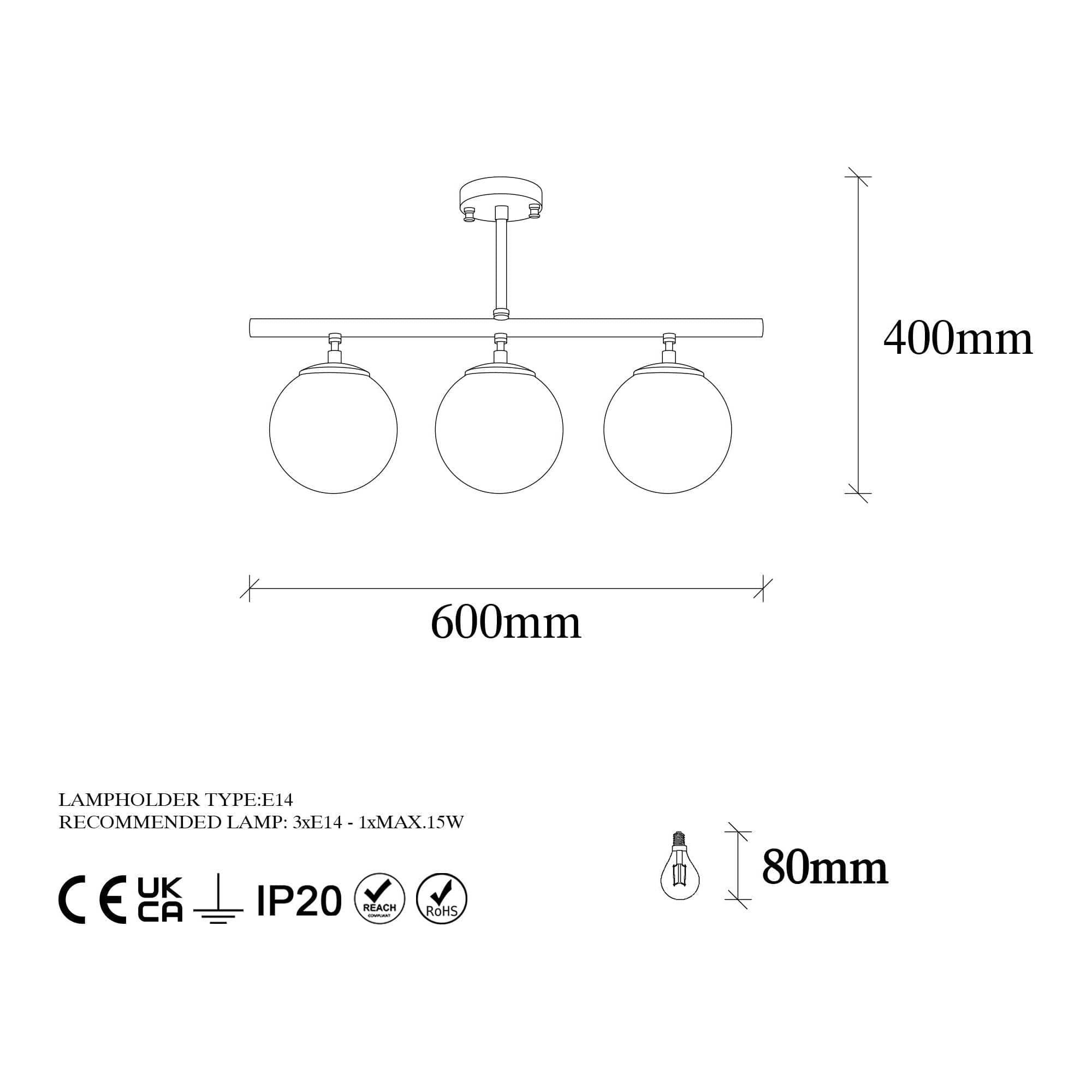 Lustra ATMACA 10275, negru/transparent, metal/sticla, 60x15x40 cm