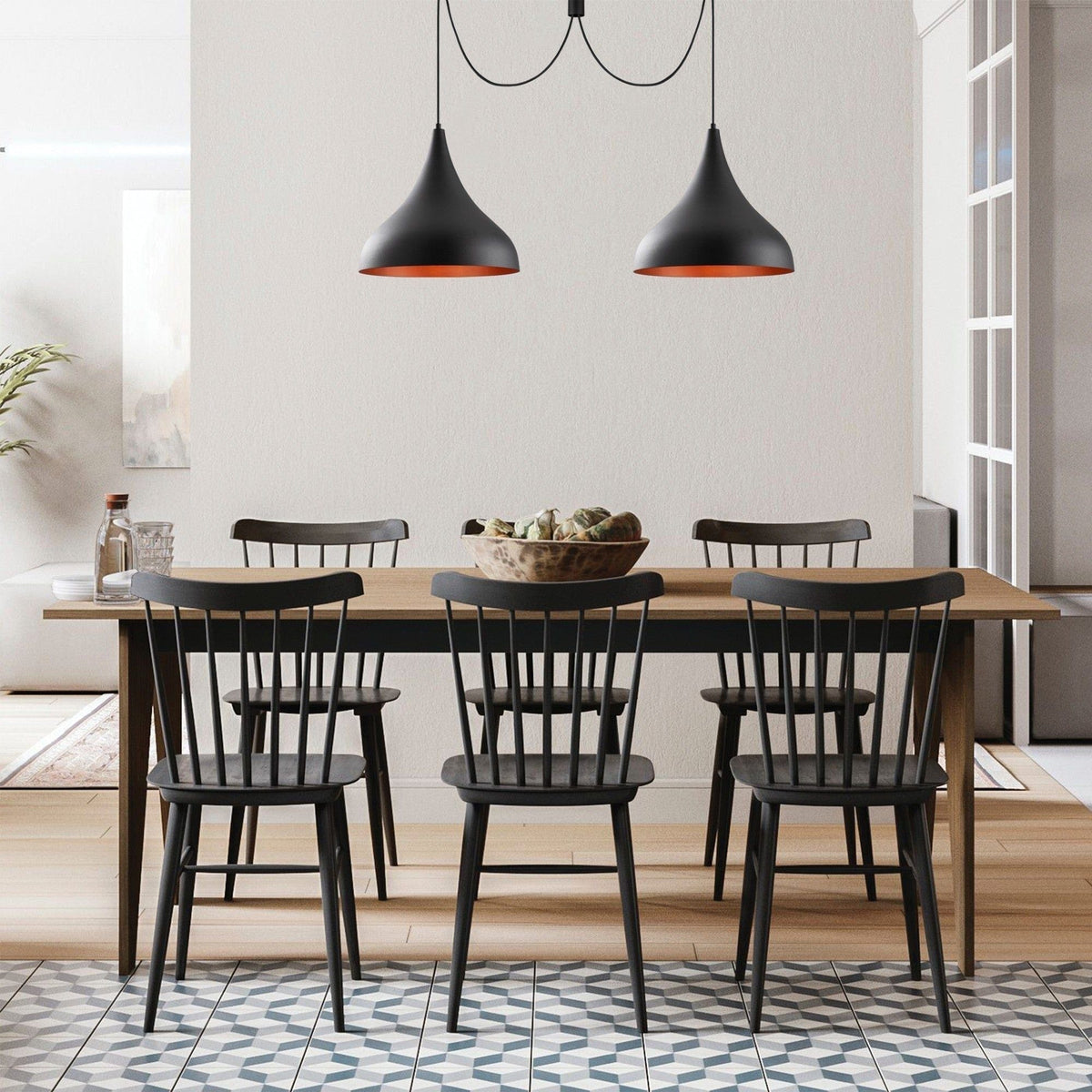 Lustra BERCESTE N-1392, negru, metal, 131x41x127 cm