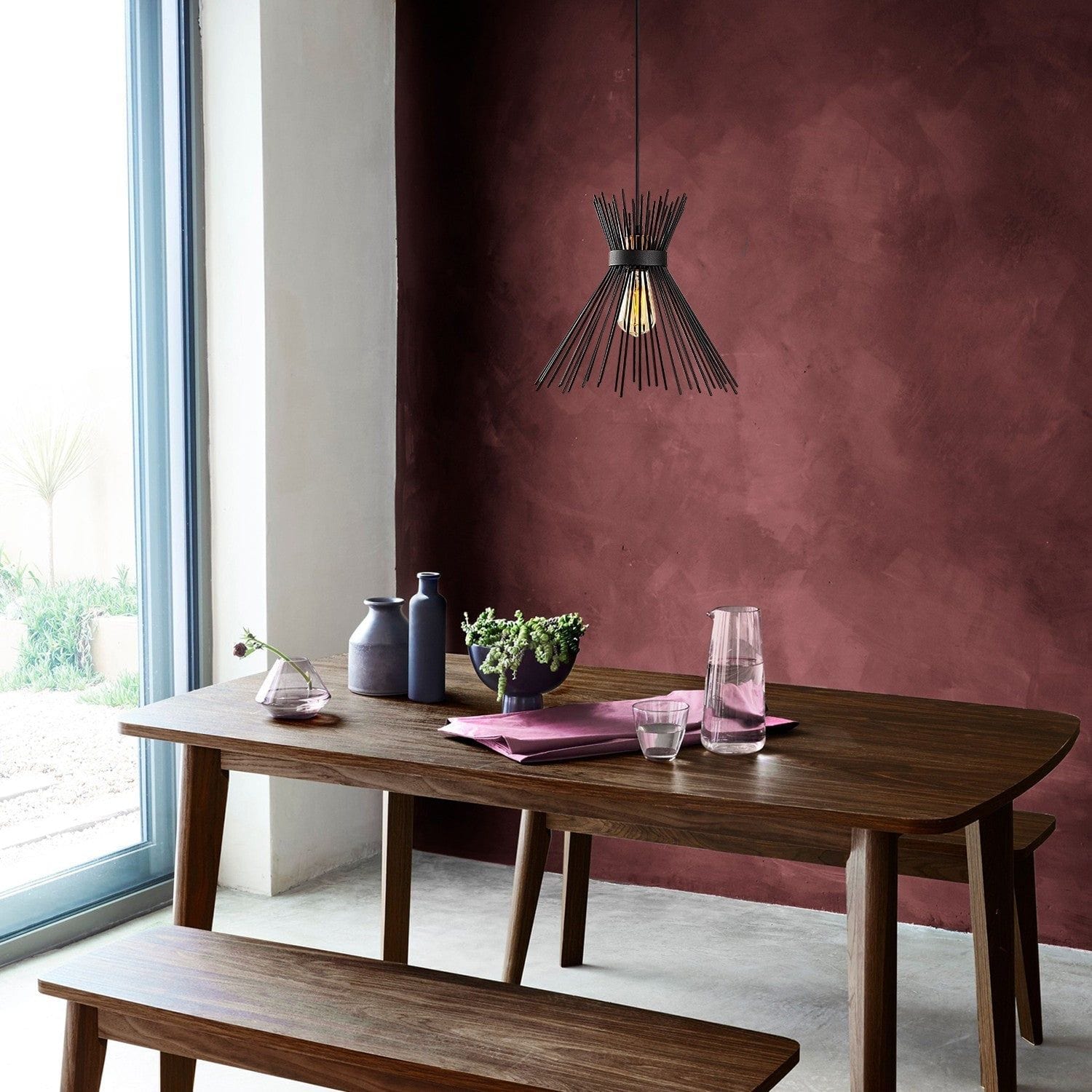 Lustra KIRPI 3081, negru, metal, 34x35-131 cm