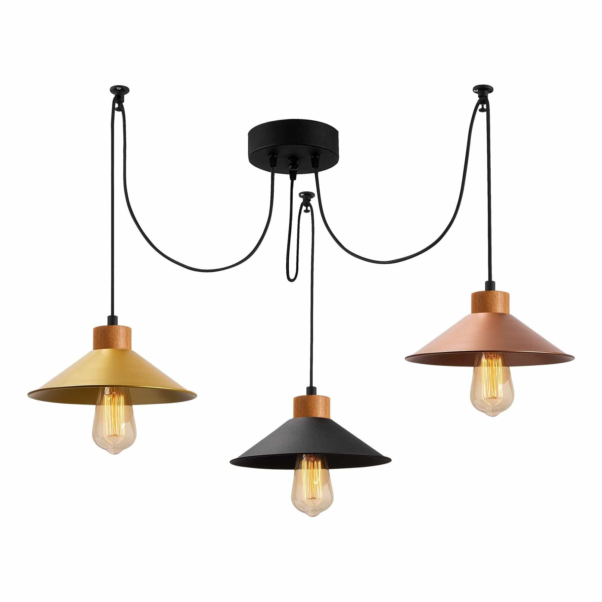 Lustra MANAVGAT N-554, metal, auriu/negru/cupru, 114x24x100 cm