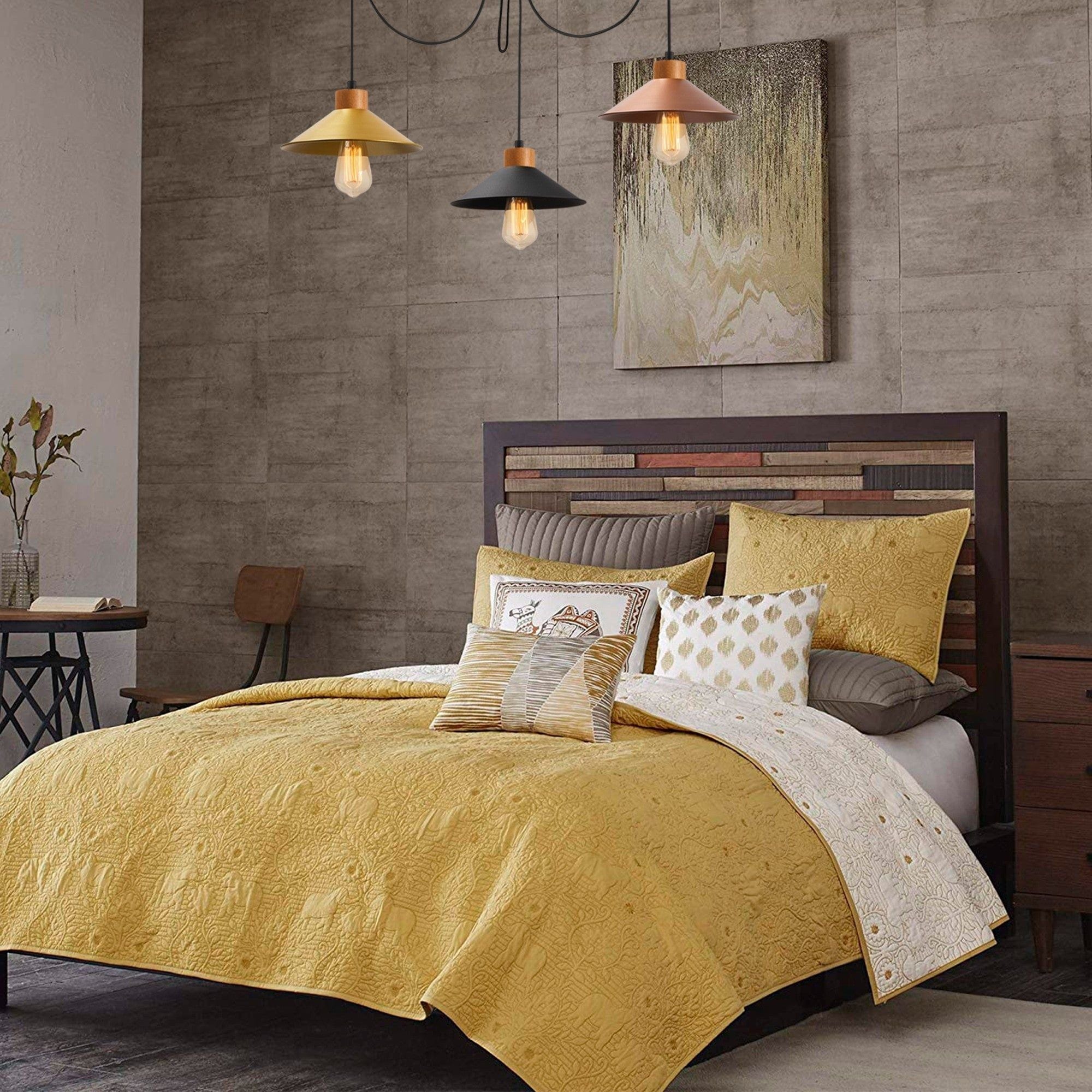 Lustra MANAVGAT N-554, metal, auriu/negru/cupru, 114x24x100 cm