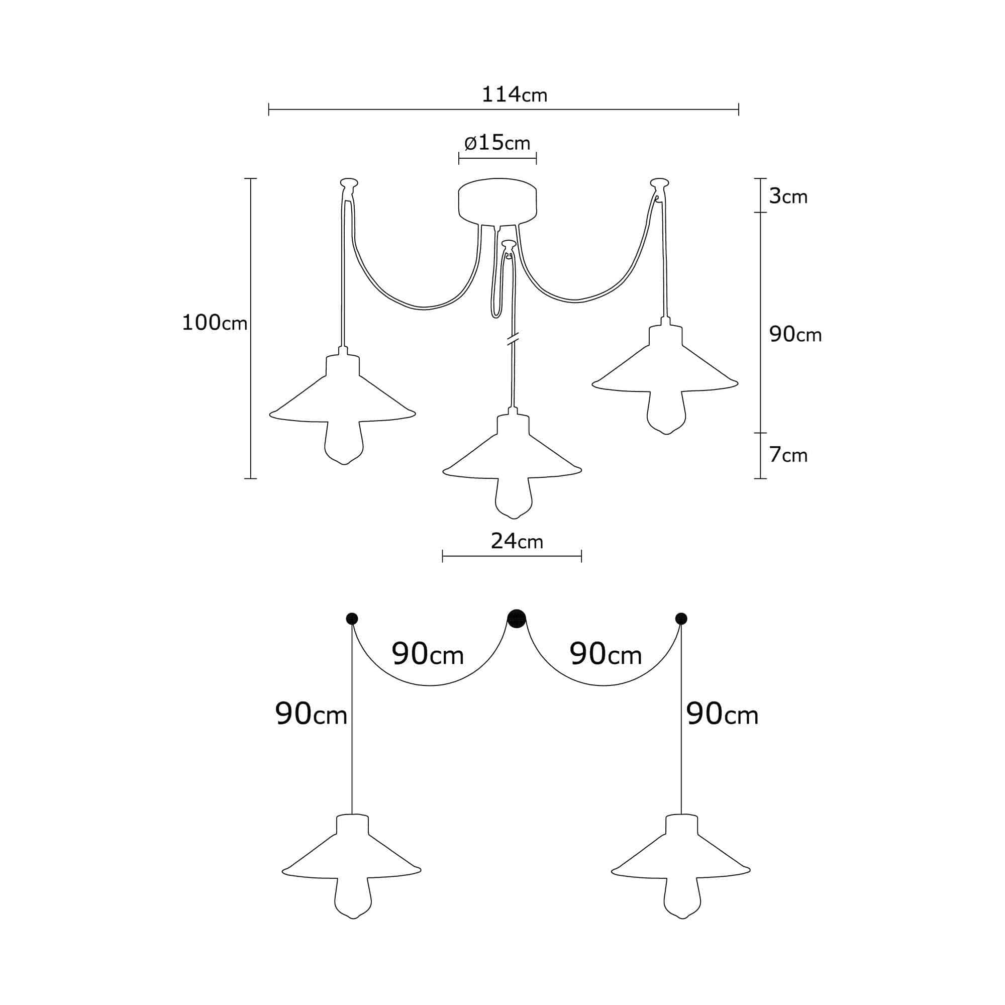 Lustra MANAVGAT N-554, metal, auriu/negru/cupru, 114x24x100 cm