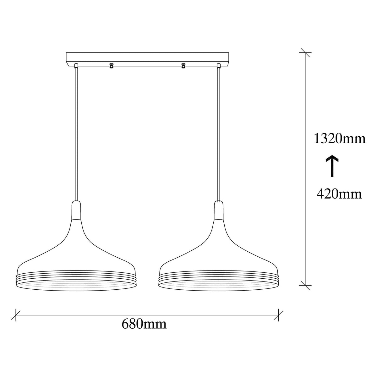 Lustra SAGLAM 3777, negru, metal, 68x36x42-132 cm