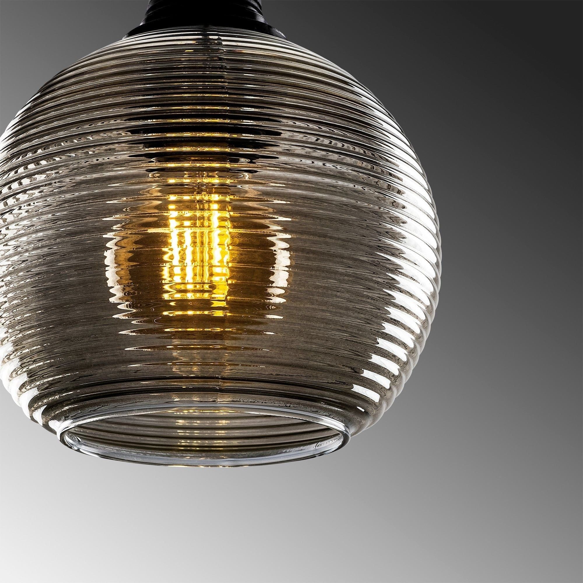 Lustra SMOKED 030, negru, metal/sticla, 15x31-114 cm