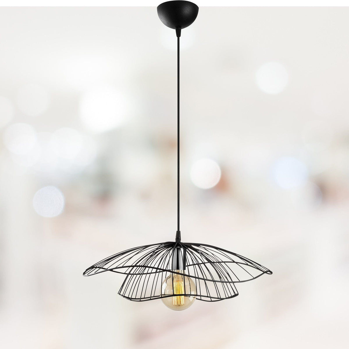 Lustra TEL 6500, negru, metal, 50x111 cm