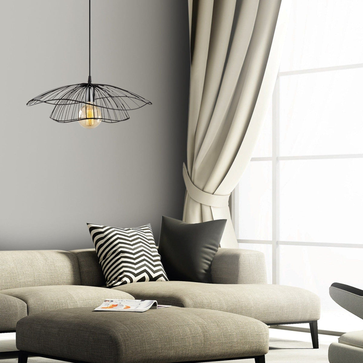 Lustra TEL 6500, negru, metal, 50x111 cm