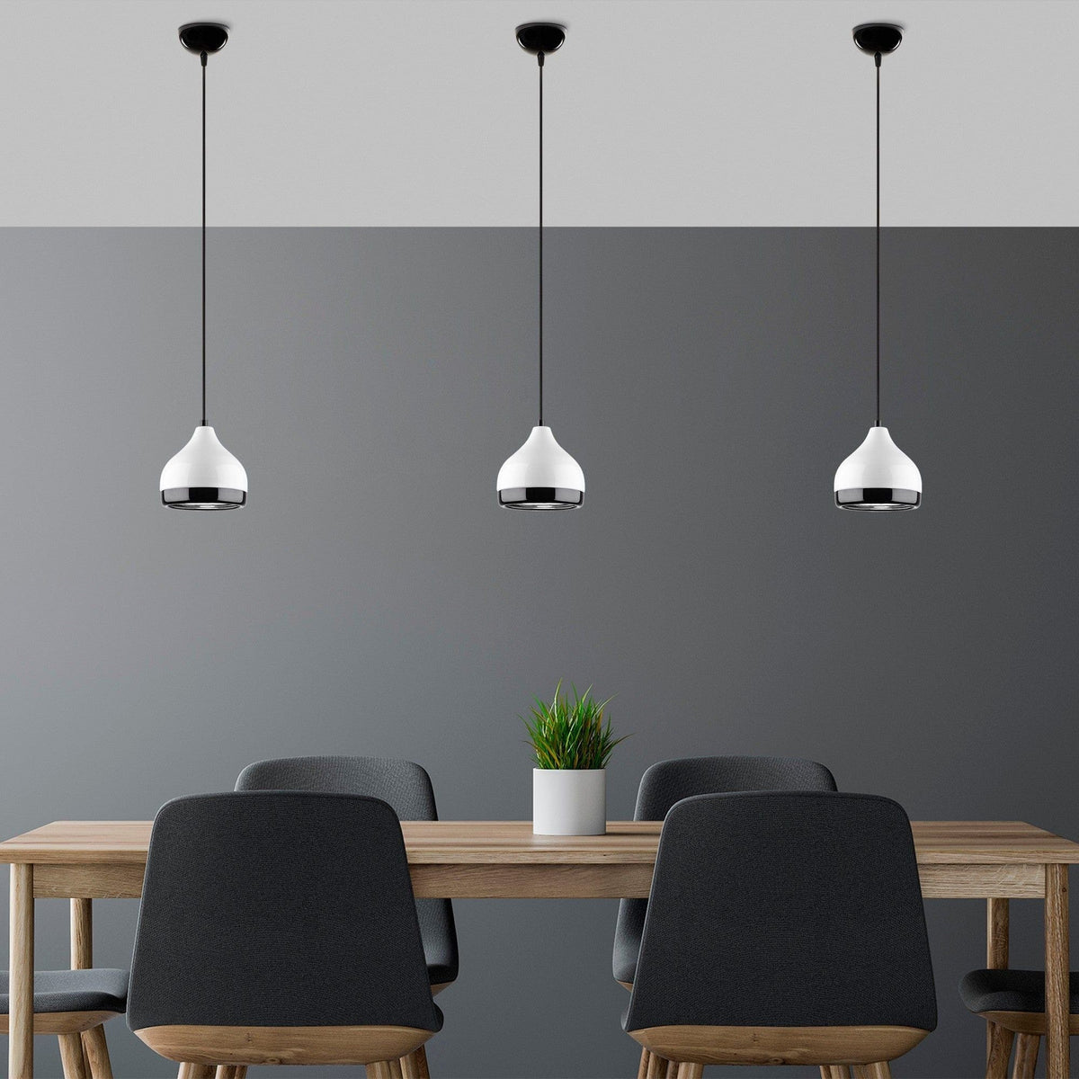 Lustra YILDO 6868, alb/negru, metal, 17x25-112 cm
