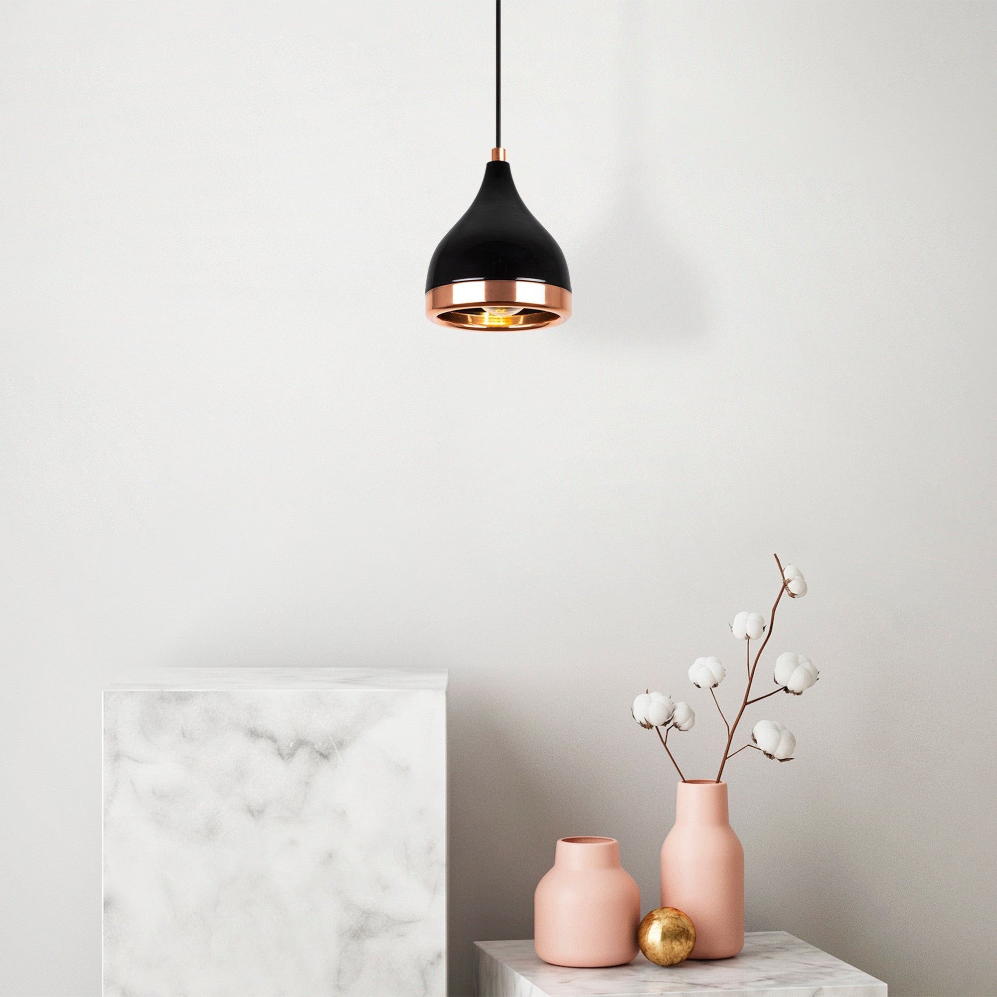 Lustra YILDO 7000, negru/cupru, metal, 15x135 cm