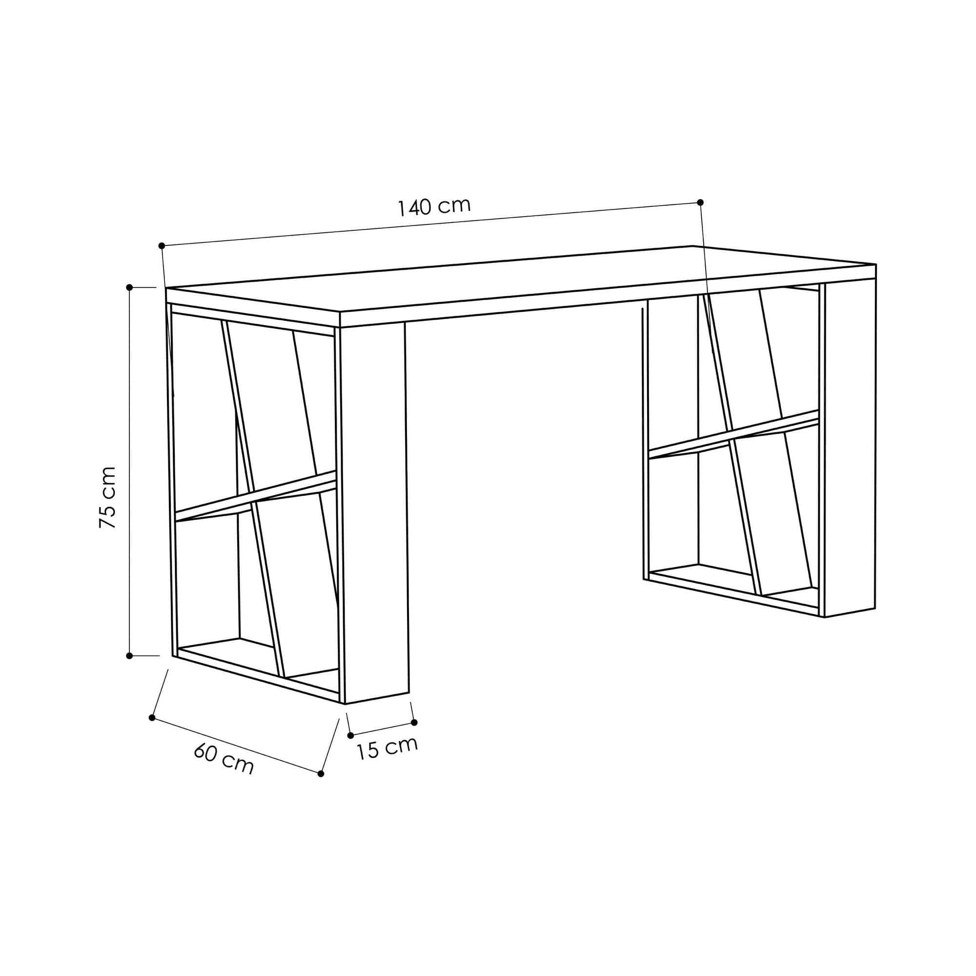 Masa birou HONEY, alb/stejar deschis, PAL melaminat, 140x60x75 cm