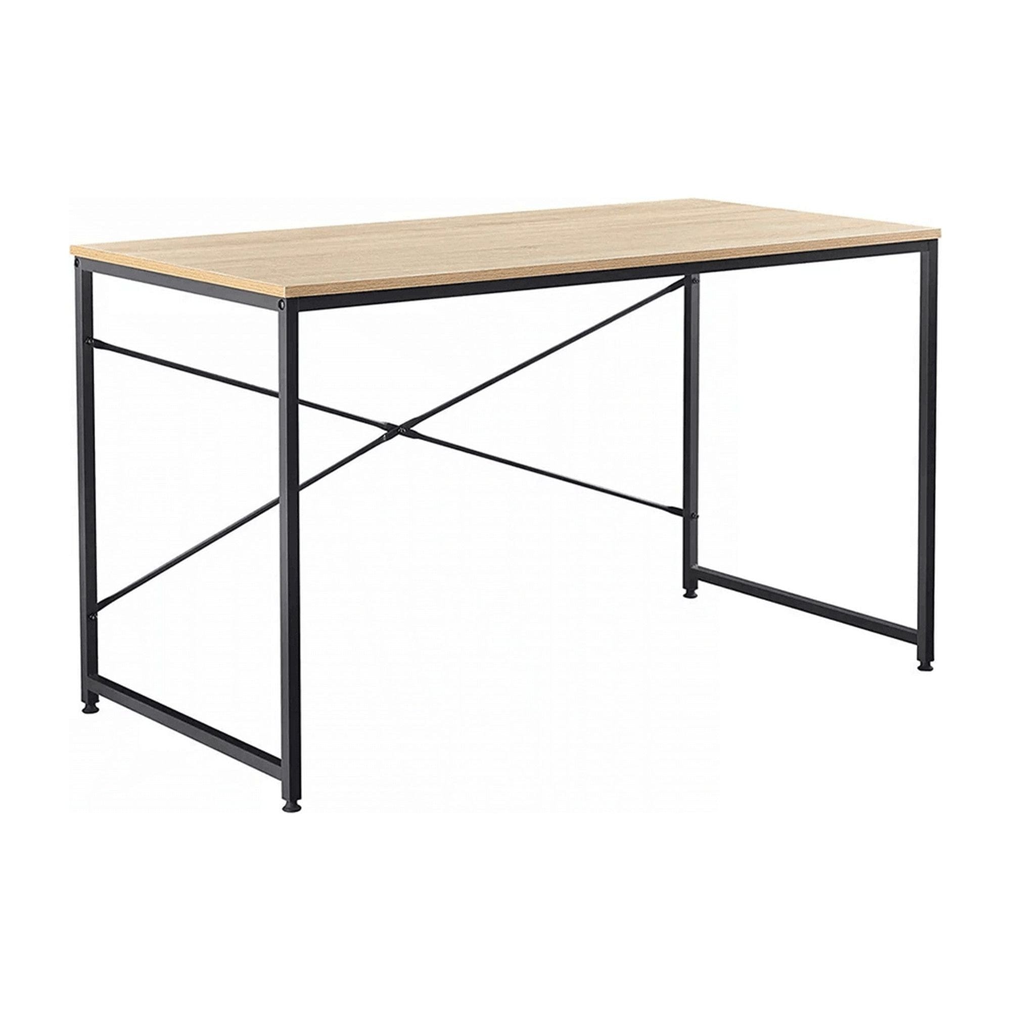 Masa birou MELLORA, stejar/negru, PAL laminat/metal, 120x60x72 cm