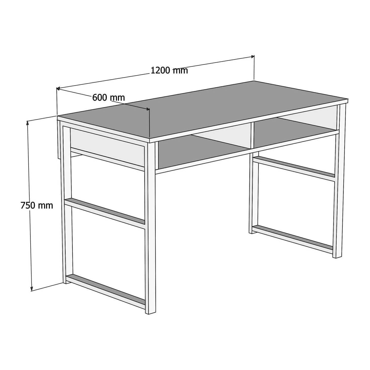 Masa birou MISTO, alb/negru, PAL melaminat/metal, 120x60x75 cm