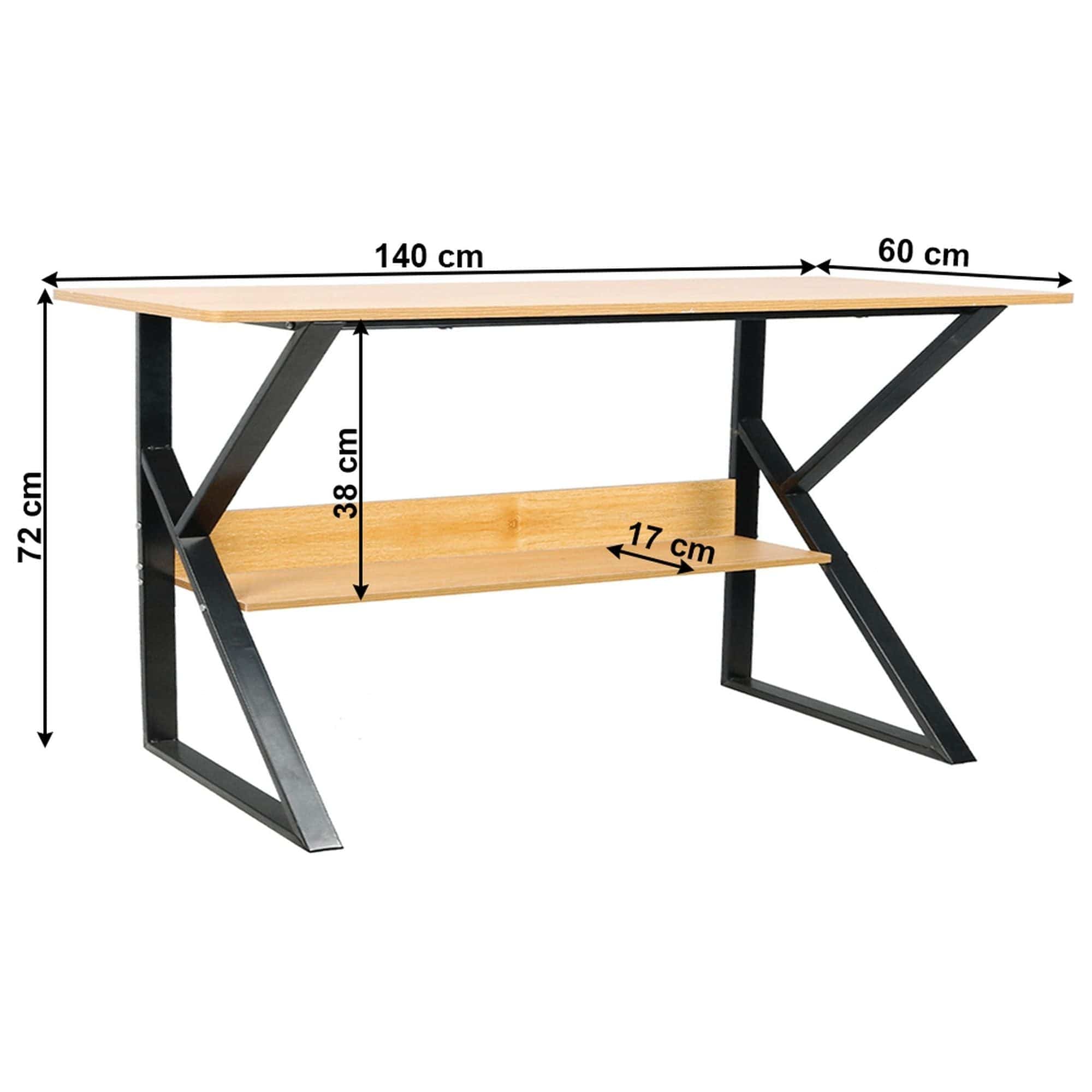 Masa birou TARCAL, fag/negru, 140x60x72 cm