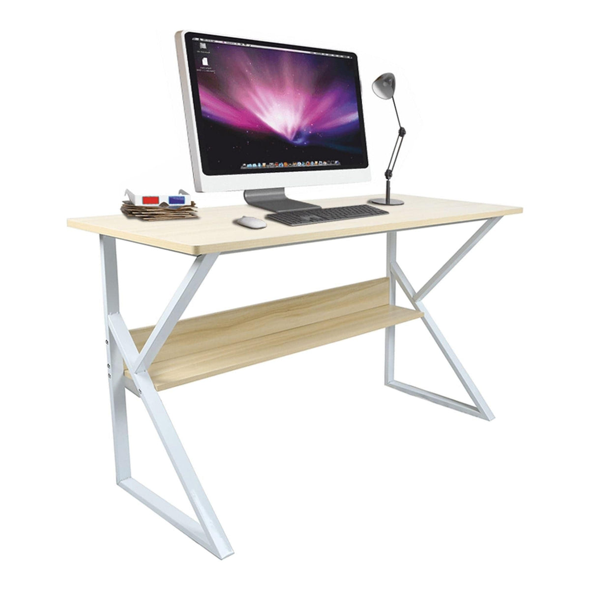 Masa birou TARCAL, stejar natural/alb, 100x60x72 cm