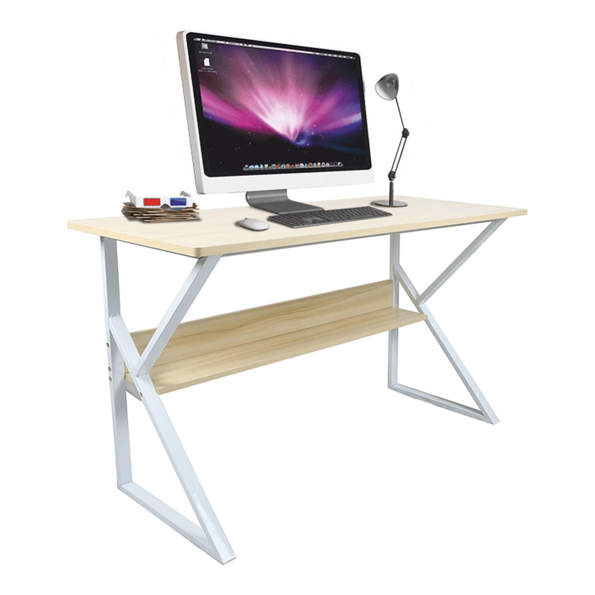 Masa birou TARCAL, stejar natural/alb, 100x60x72 cm