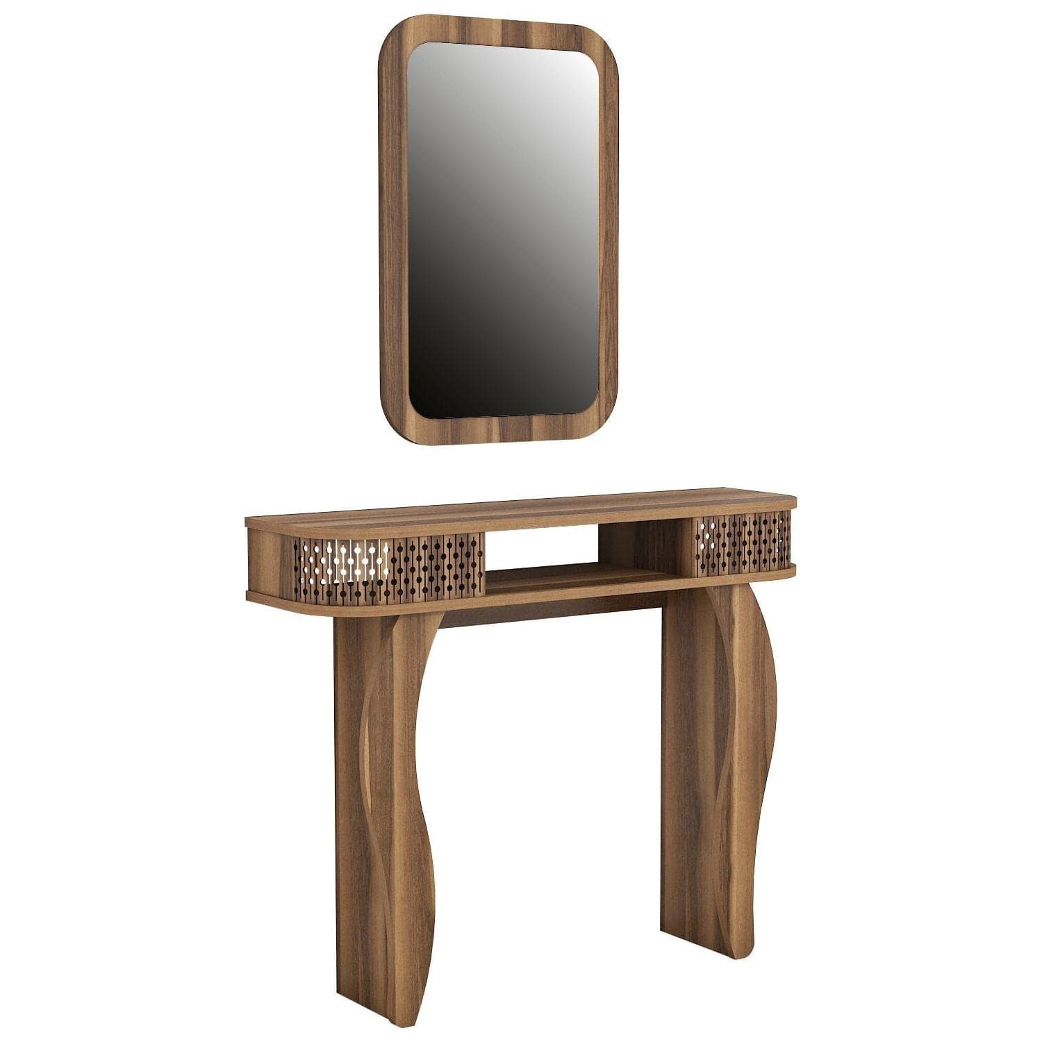 Masa de toaleta DAMLA, alun, PAL melaminat, cu oglinda, 105x30x85 cm