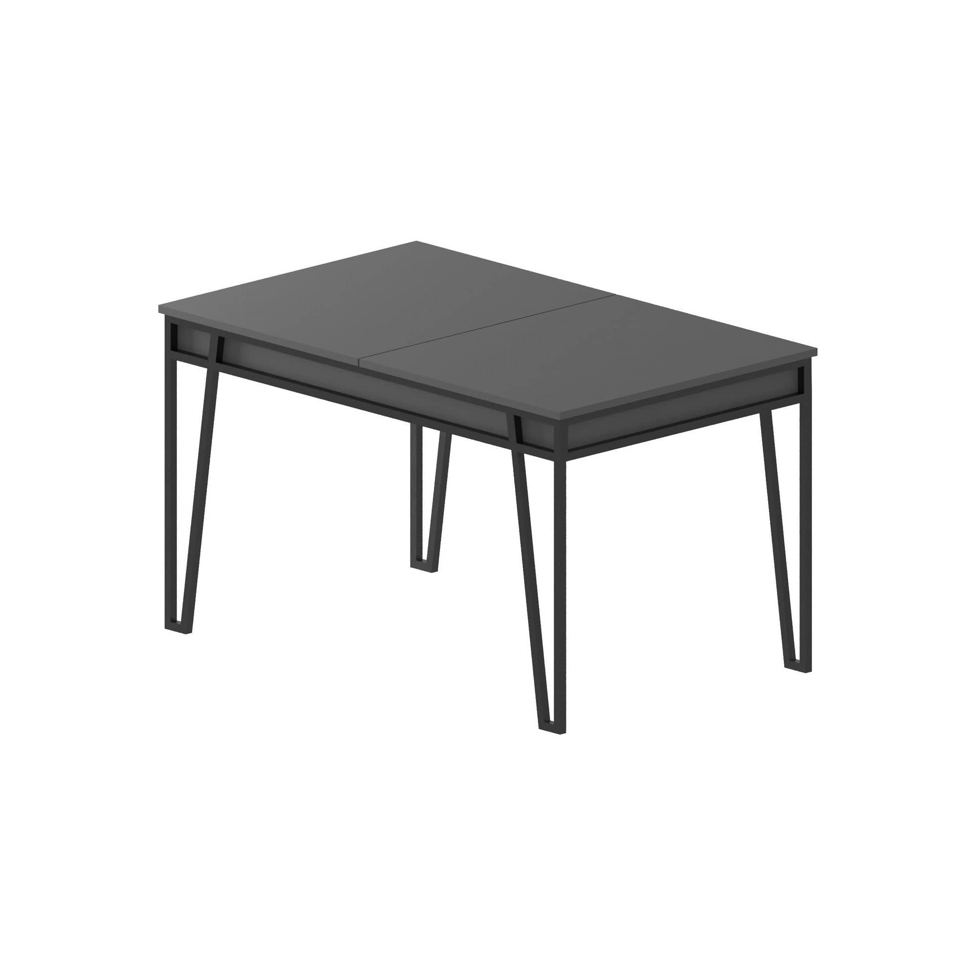 Masa extensibila 855DTE4603, gri inchis/negru, PAL melaminat/metal, 132/170x80x76 cm