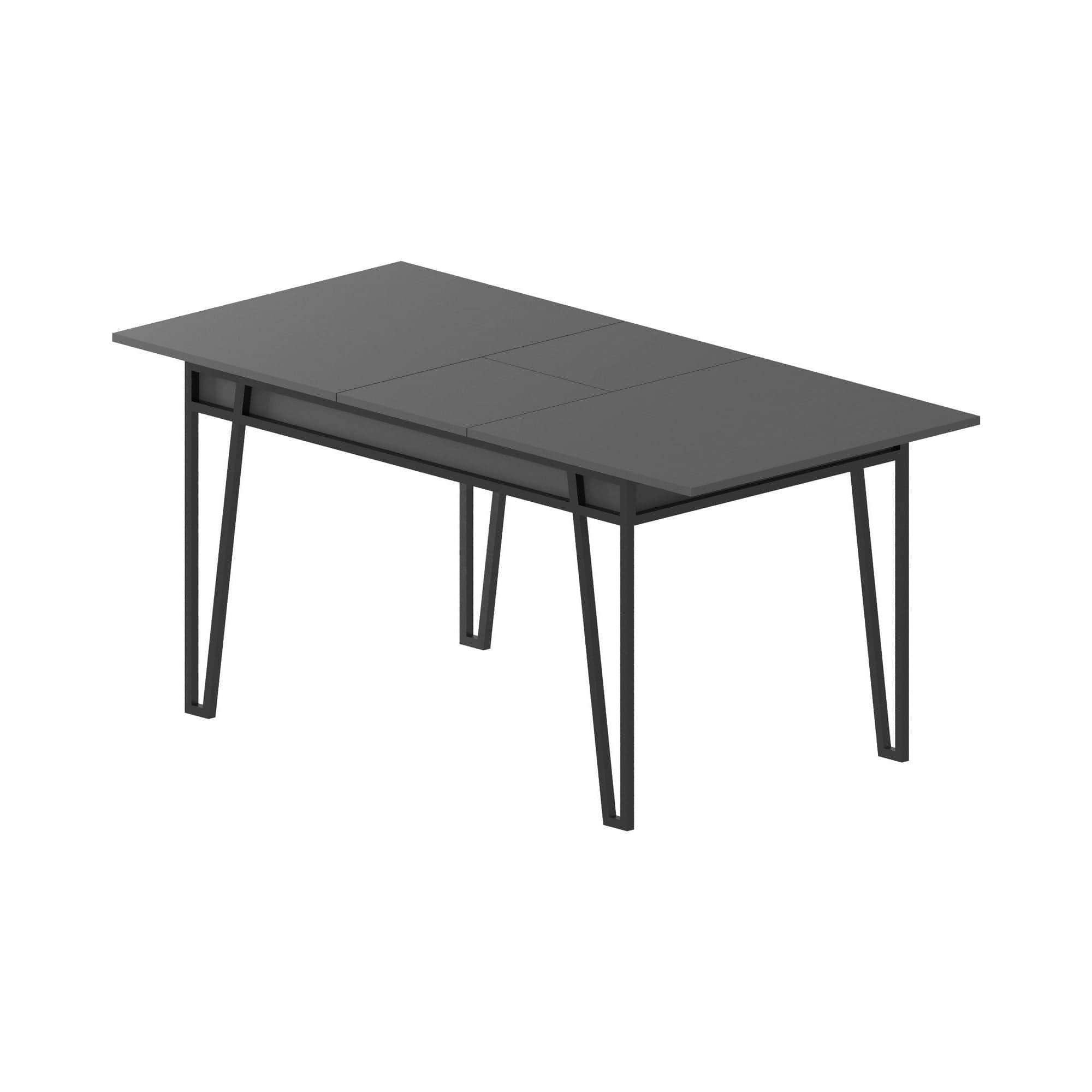 Masa extensibila 855DTE4603, gri inchis/negru, PAL melaminat/metal, 132/170x80x76 cm