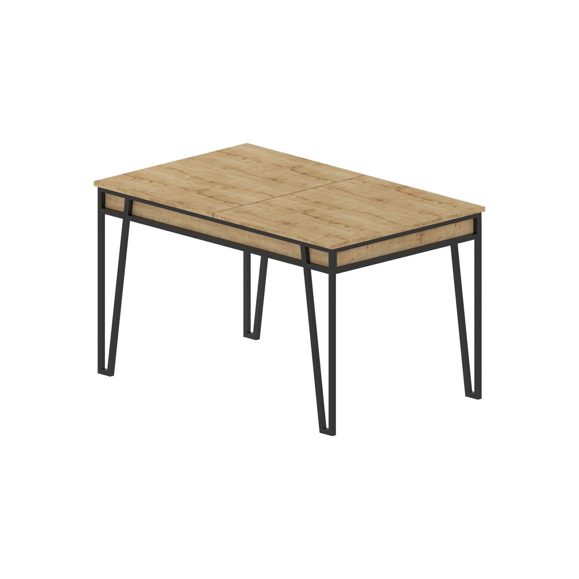 Masa extensibila 855DTE4604, stejar/negru, PAL melaminat/metal, 132/170x80x76 cm