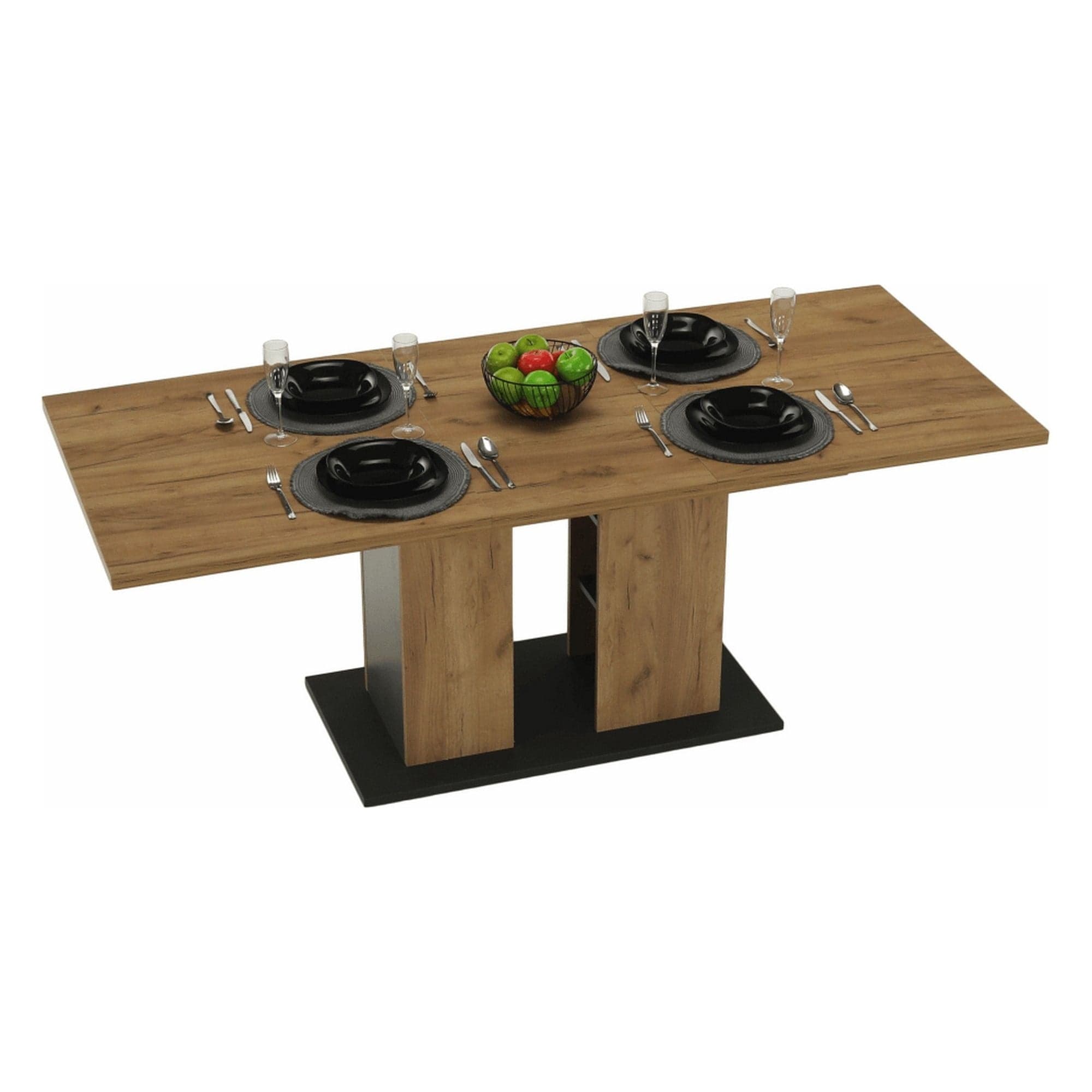 Masa extensibila FIDEL, PAL laminat, stejar artisan/gri grafit, 155/204x86x77 cm