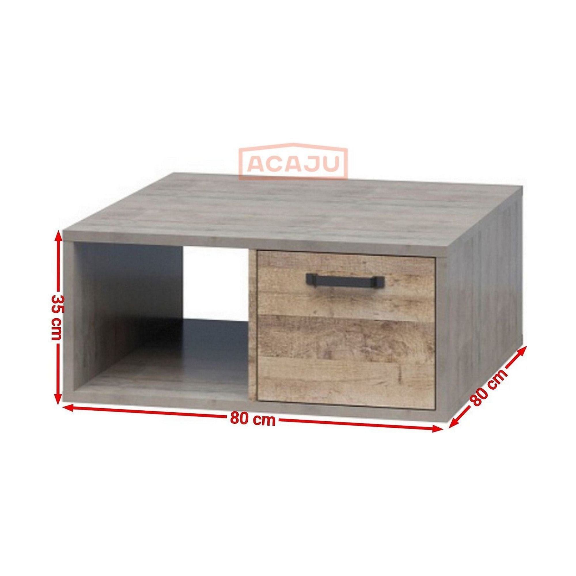 Masuta cafea Bari, stejar nisip/gri, PAL laminat, 80x80x35 cm