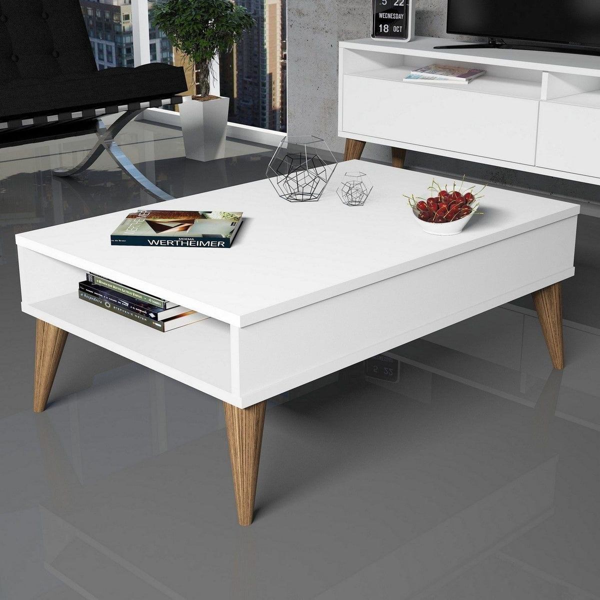 Masuta cafea Best, alb, PAL melaminat, 90x60x35 cm