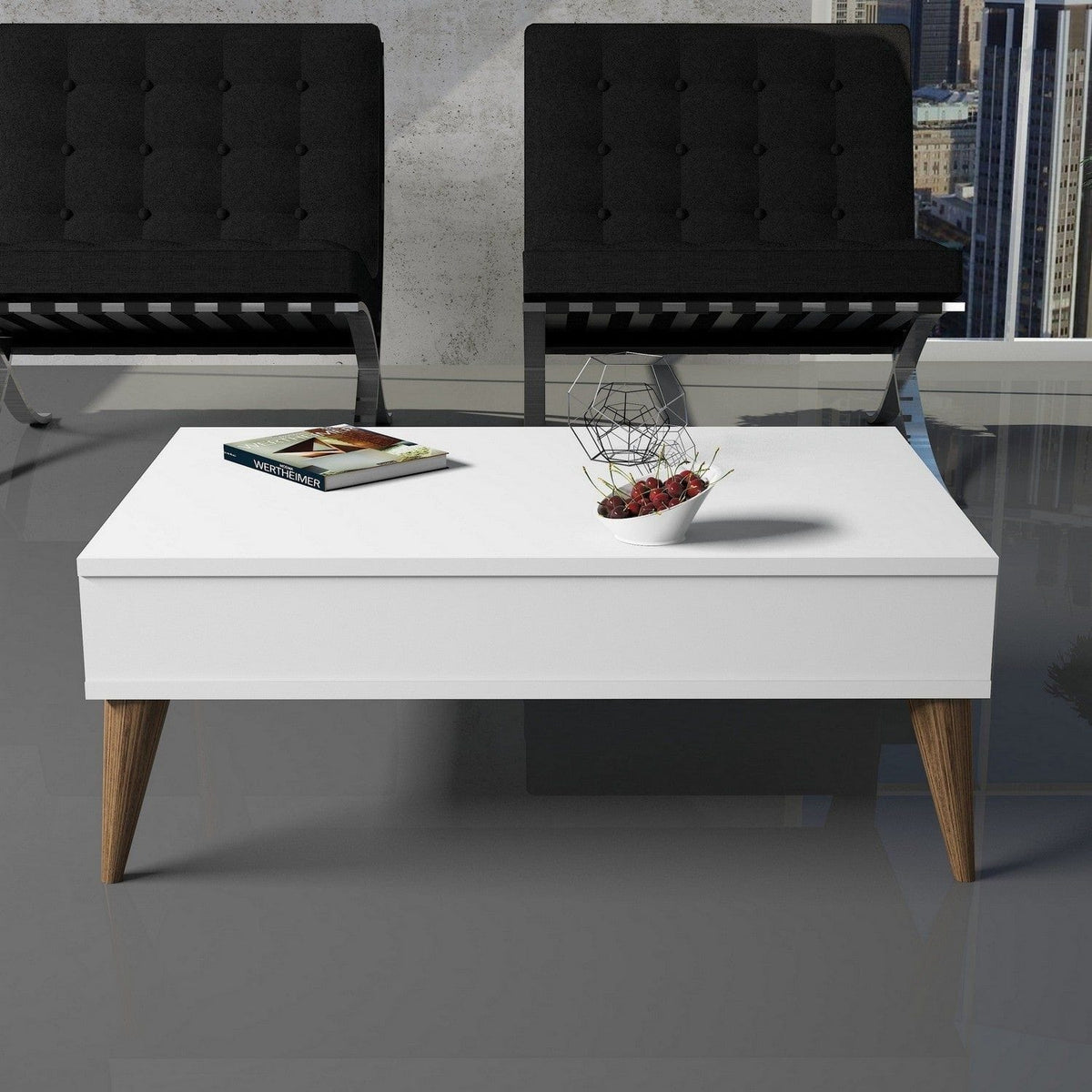 Masuta cafea Best, alb, PAL melaminat, 90x60x35 cm