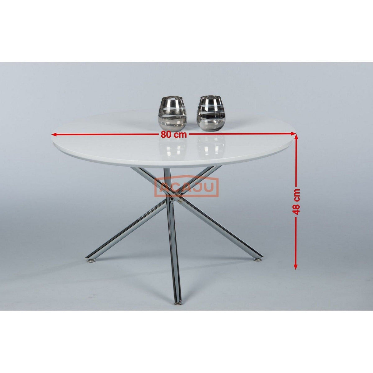 Masuta cafea CIRCLE, alb/crom, 80x80x48 cm