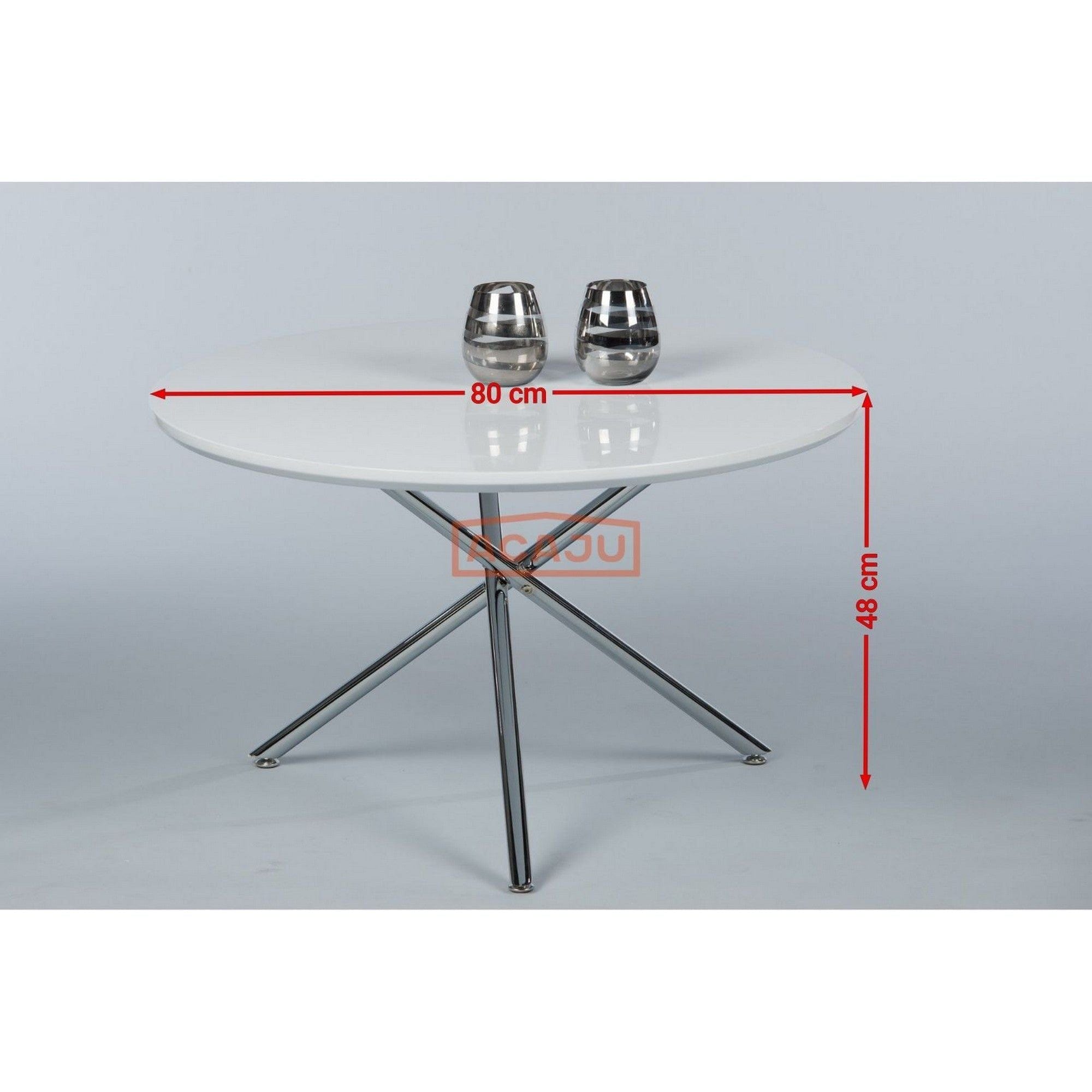 Masuta cafea CIRCLE, alb/crom, 80x80x48 cm