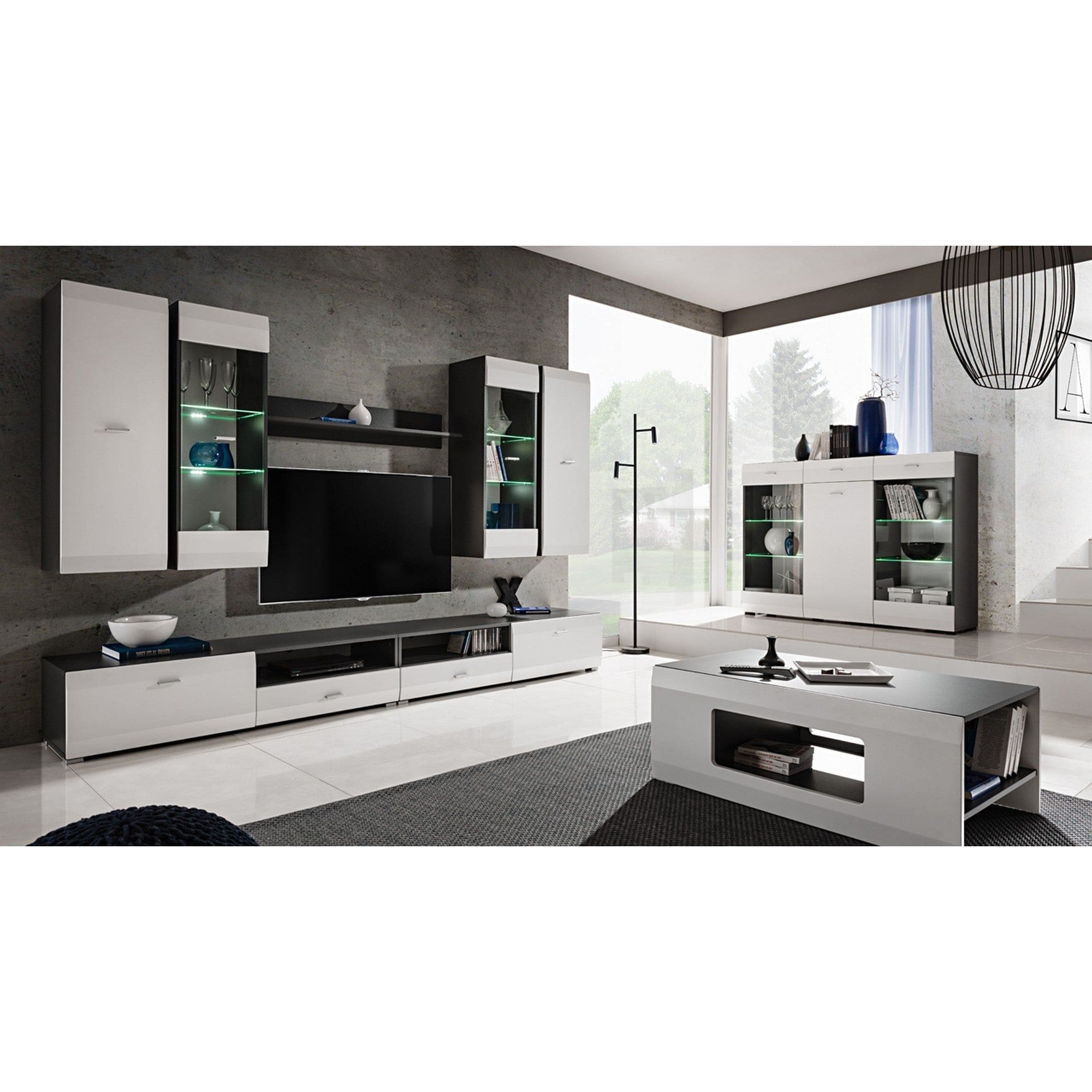 Masuta cafea CLIFF, gri grafit/alb, PAL, 100x61x38 cm