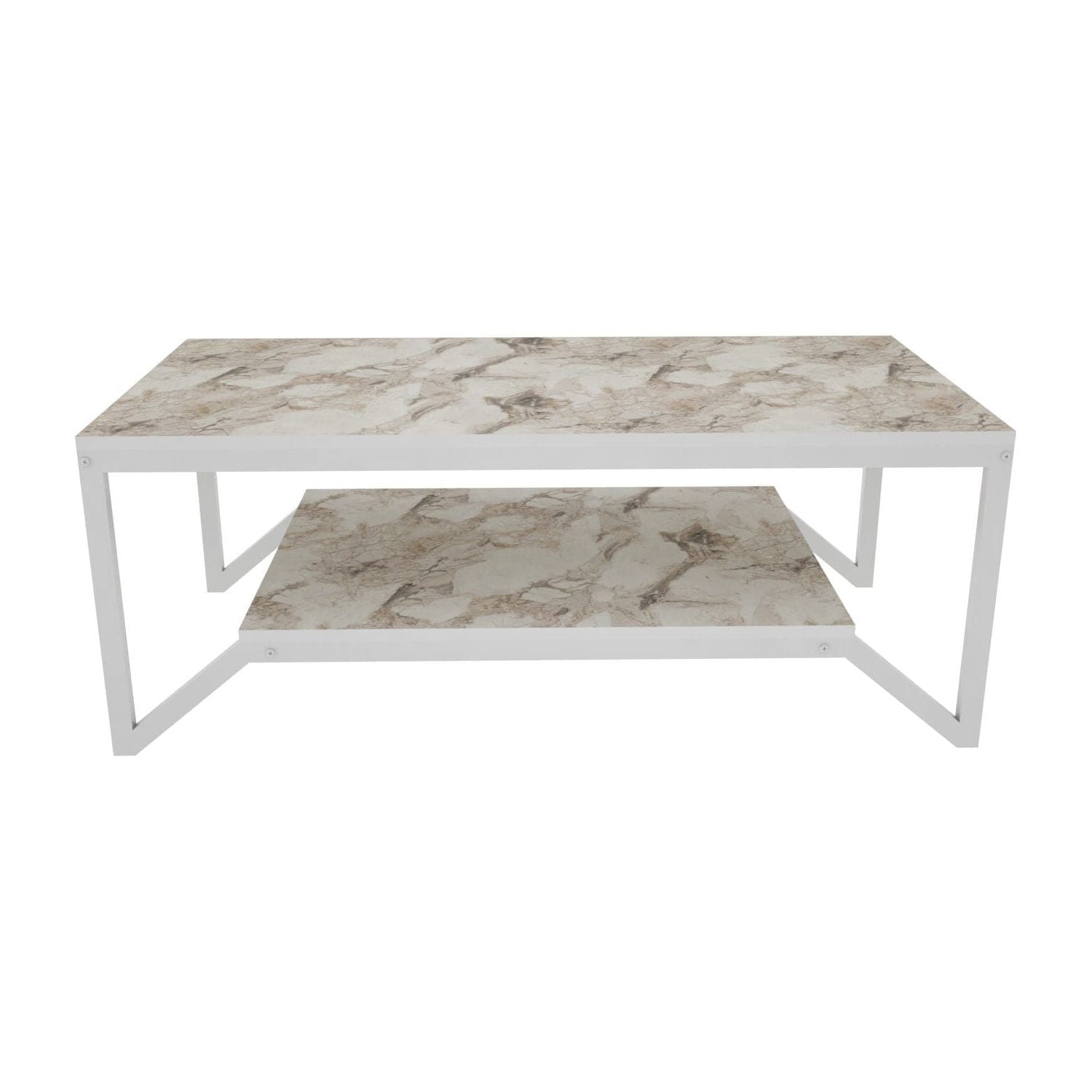 Masuta cafea Flora, bej cu efect de marmura/alb, PAL melaminat, 120x60x46 cm