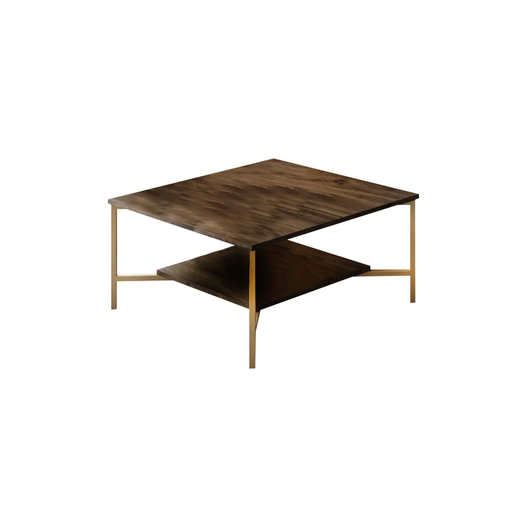 Masuta cafea Gold Line, nuc/negru, PAL, 80x80x40 cm