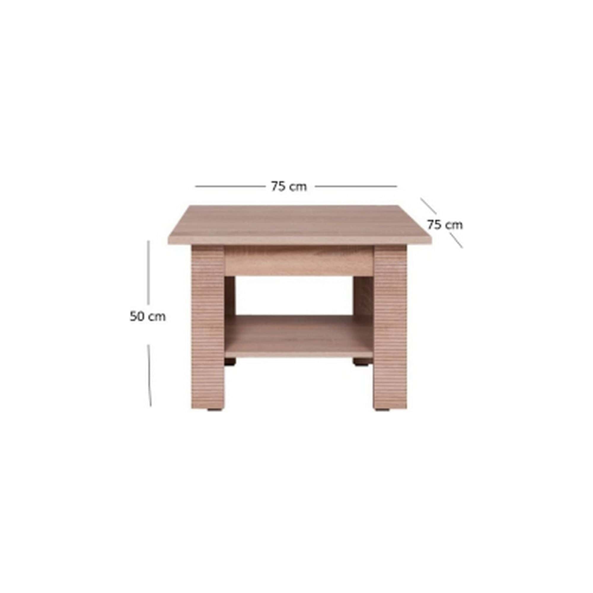 Masuta cafea GRESS, stejar sonoma, PAL laminat, 75x75x50 cm