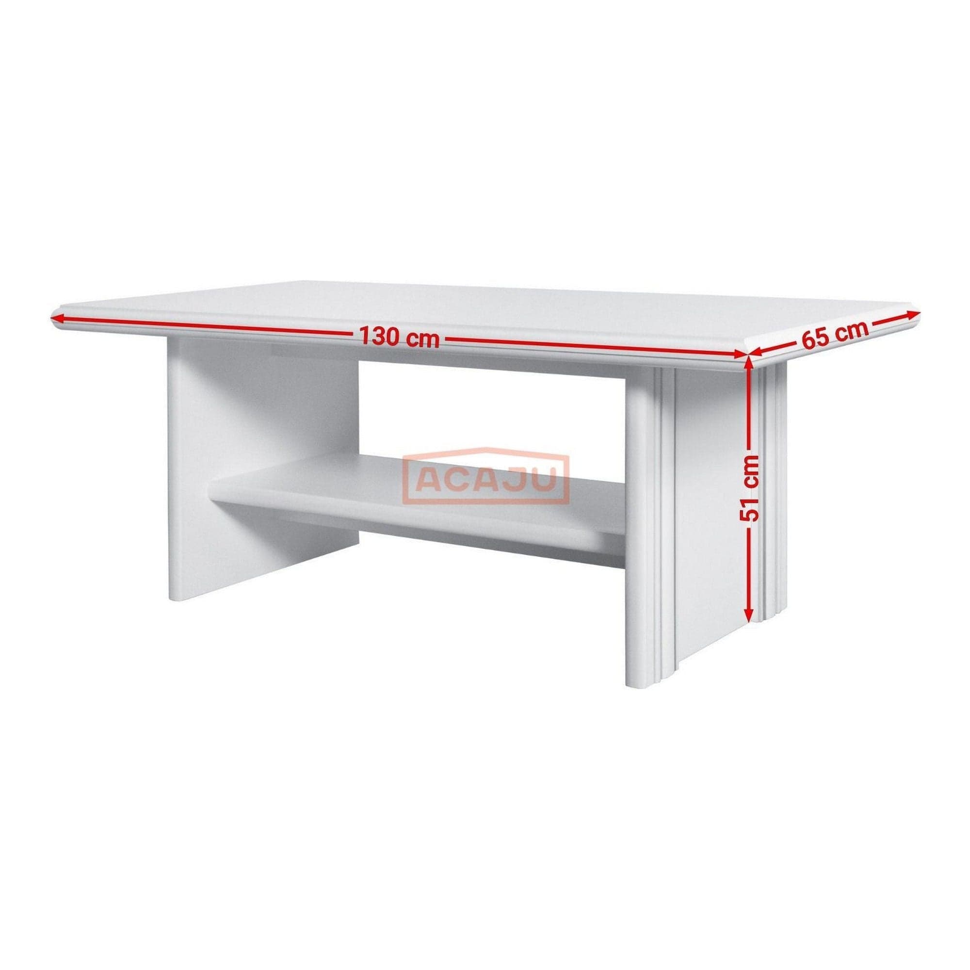 Masuta cafea IDENTO, alb, PAL, 130x65x51 cm